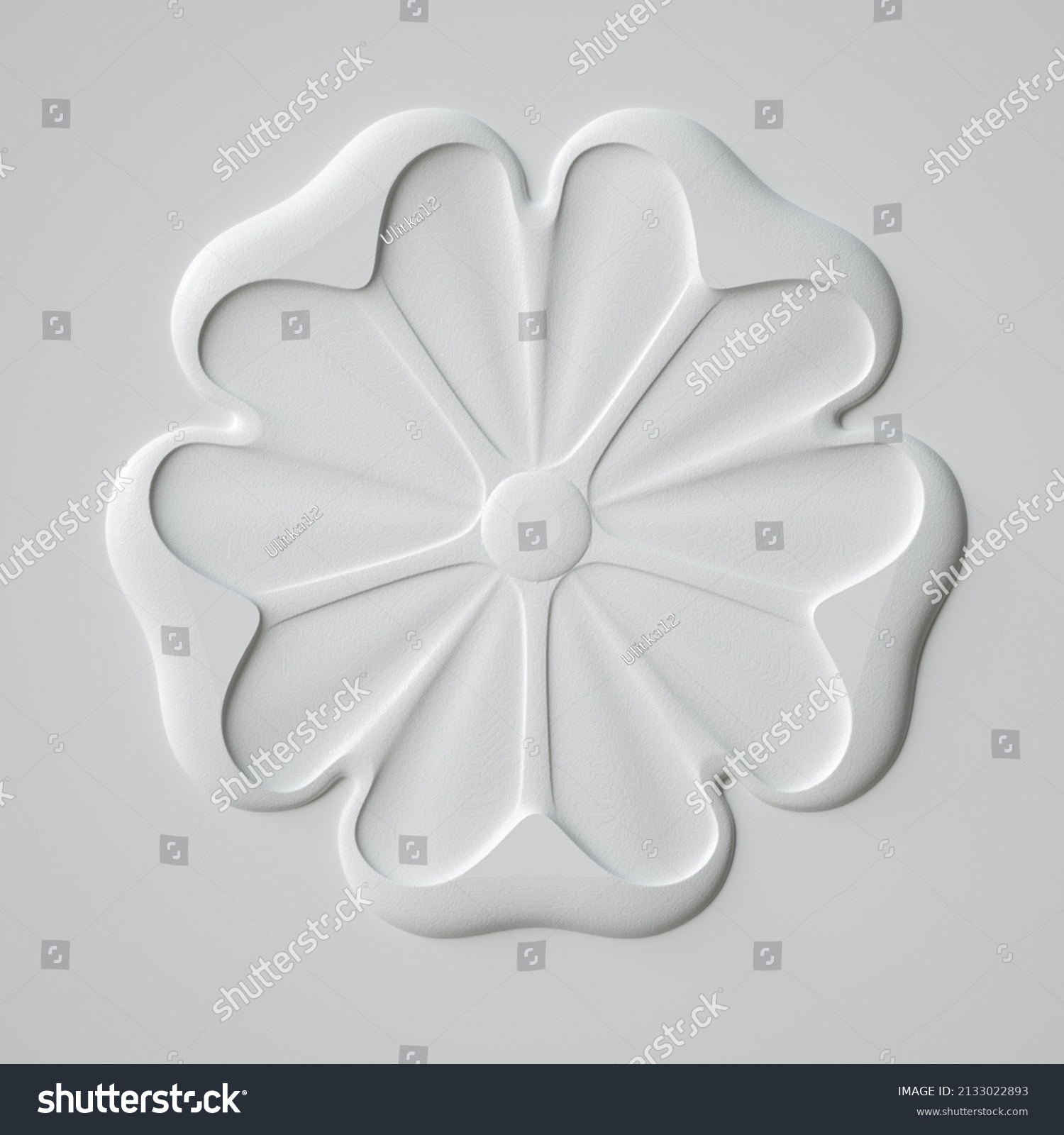 Plaster relief, embossed pattern white background. #2133022893