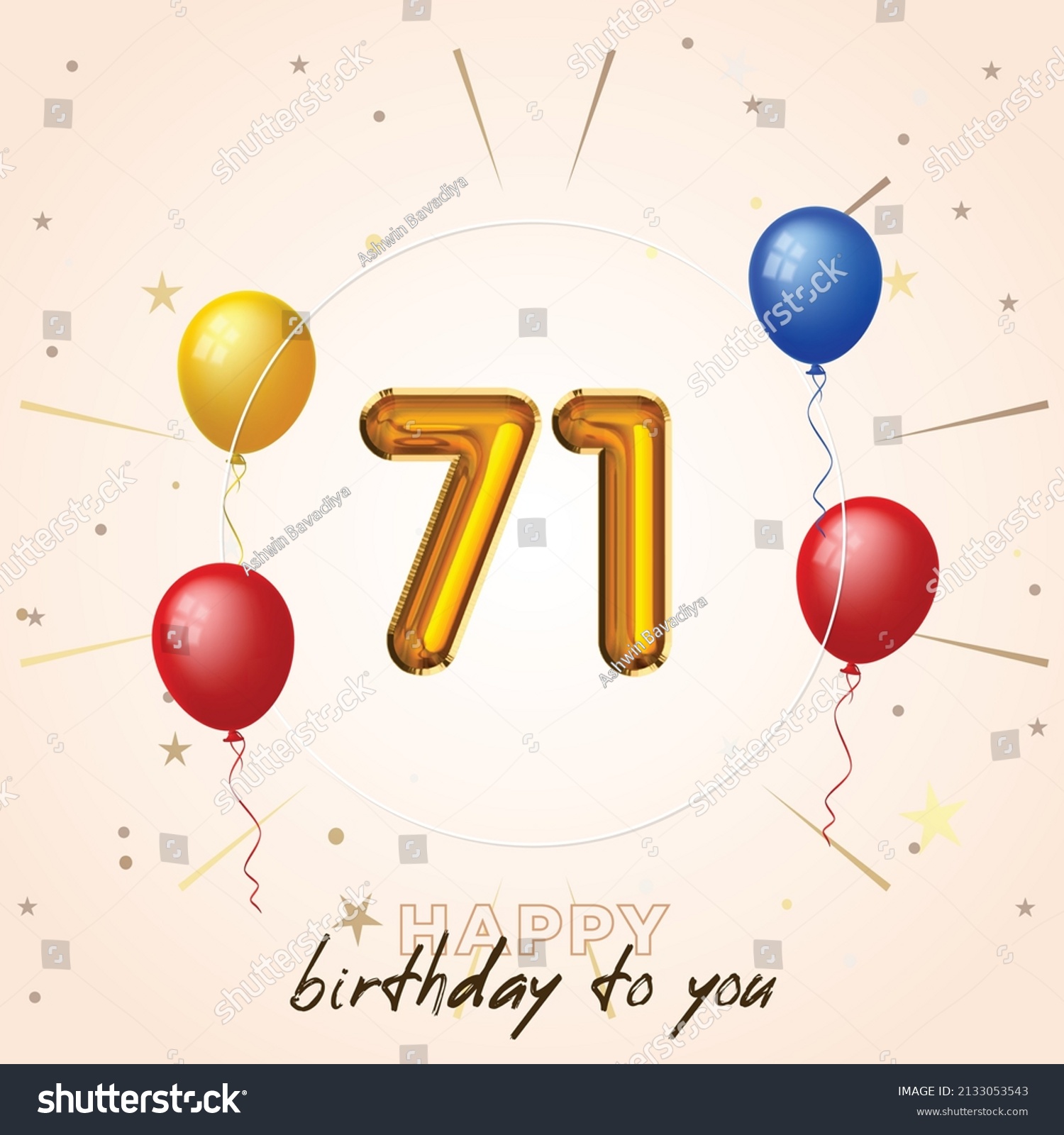 Happy 71st Birthday Greeting Card Vector Royalty Free Stock Vector 2133053543