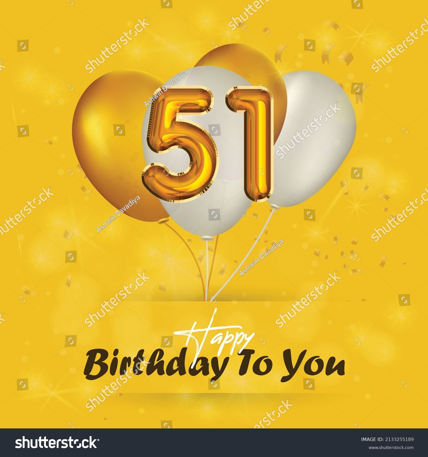 Happy 51st birthday, greeting card, vector - Royalty Free Stock Vector ...