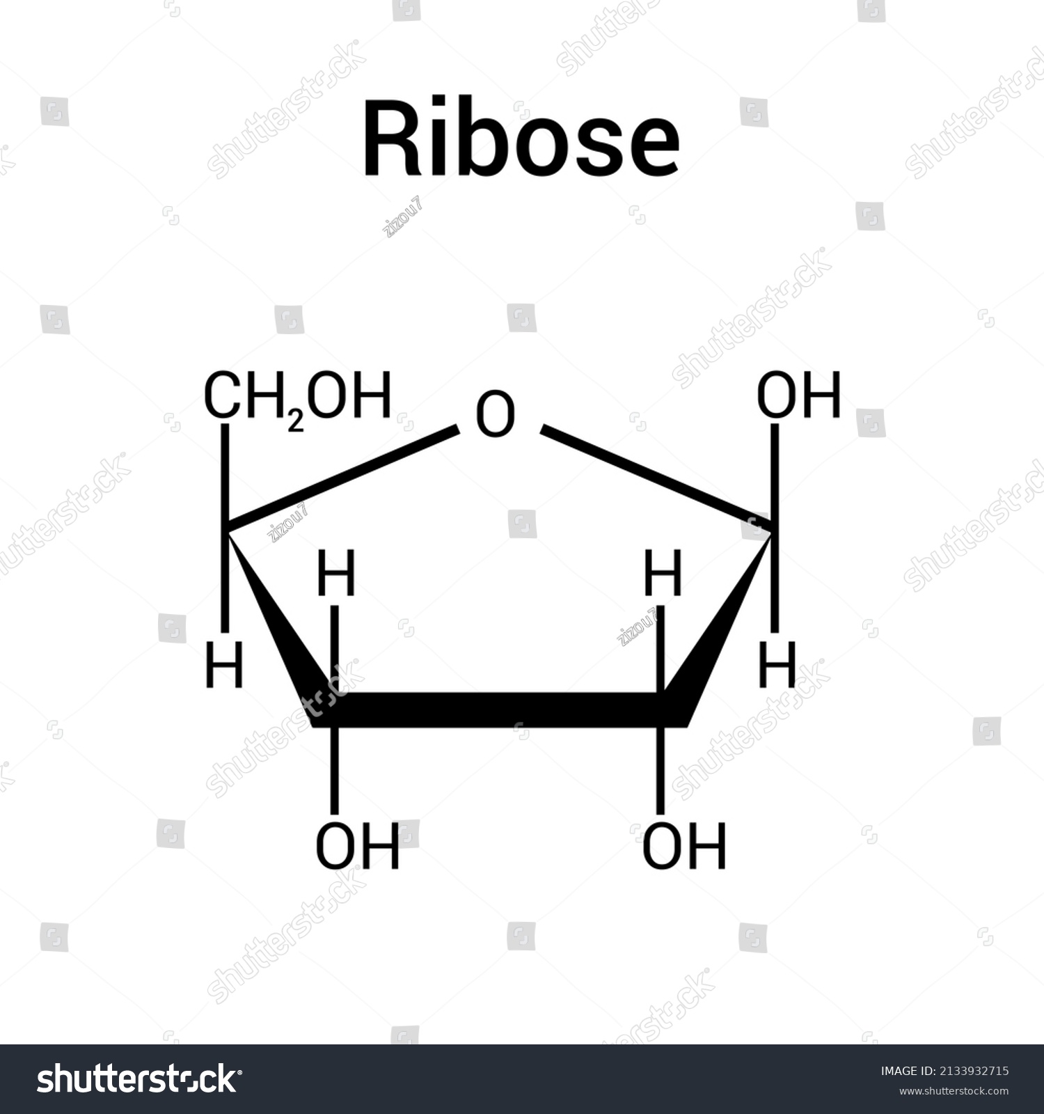 Chemical Structure Of Ribose (C5H10O5) - Royalty Free Stock Vector ...