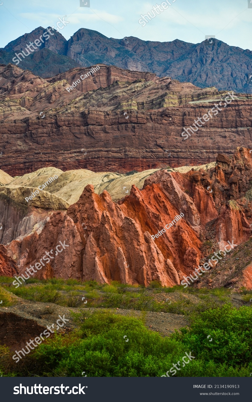 The multi-colored geology of the Quebrada de Cafayate, or Quebrada de Las Conchas, Cafayate, Salta Province, Northwest Argentina #2134190913