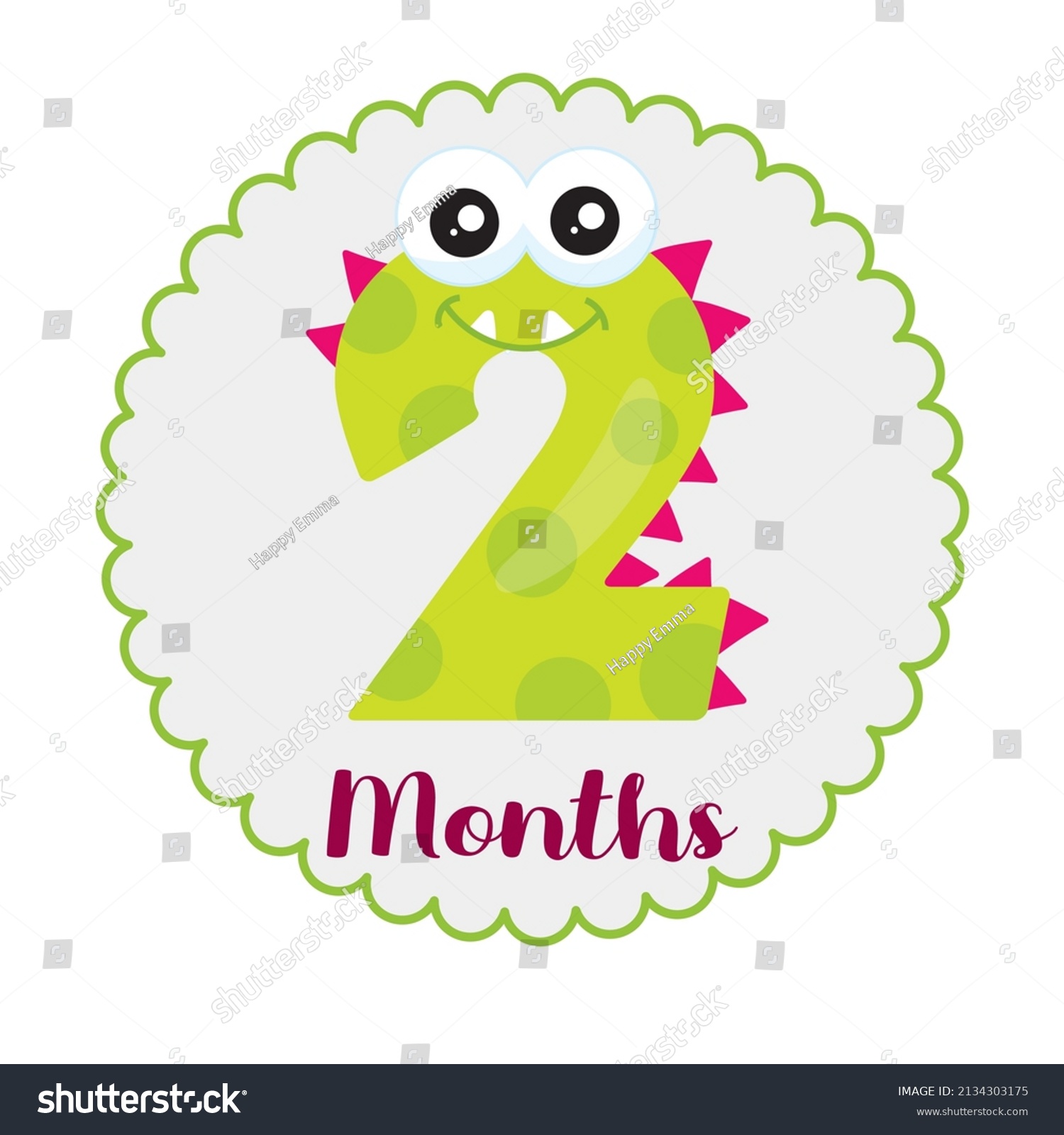 Two months old - Baby Milestone card. Cute - Royalty Free Stock Vector ...