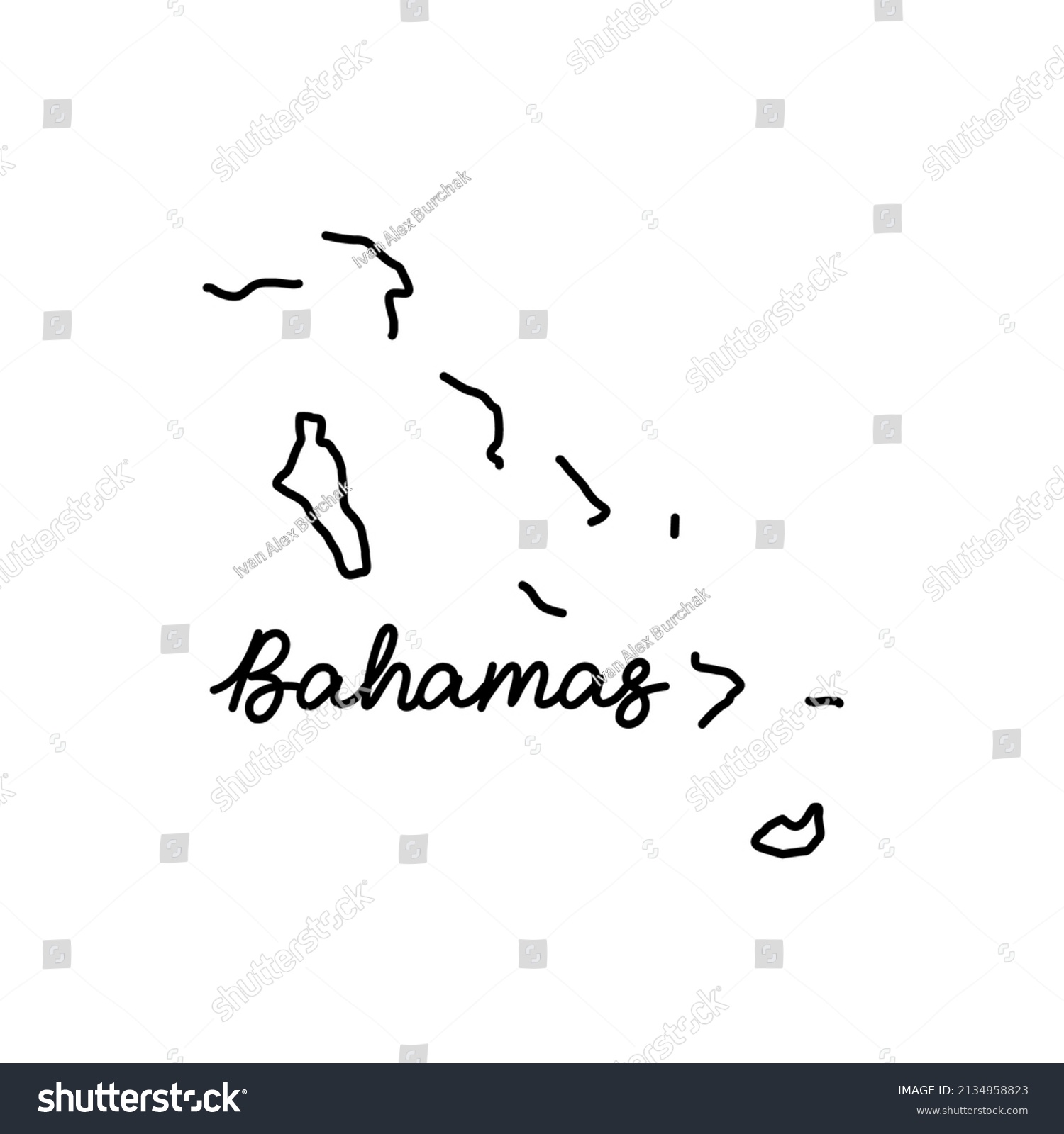 Bahamas Outline Map With The Handwritten Country Royalty Free Stock   Avopix 2134958823 