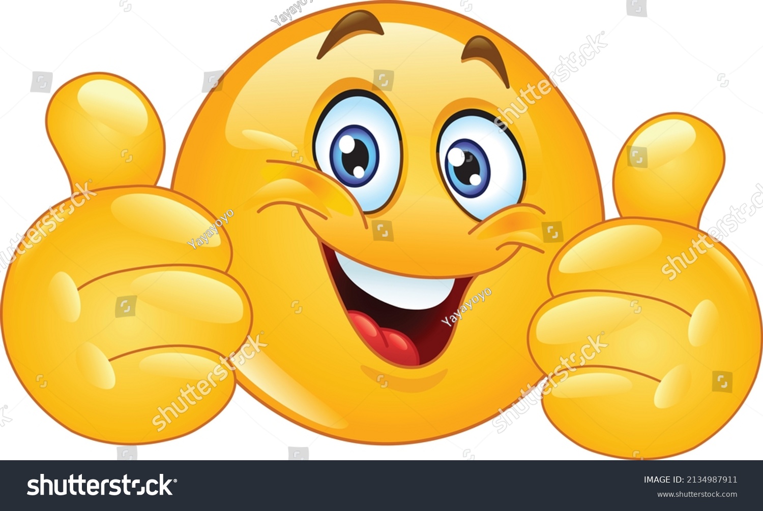 Happy emoji emoticon showing double thumbs up like  #2134987911
