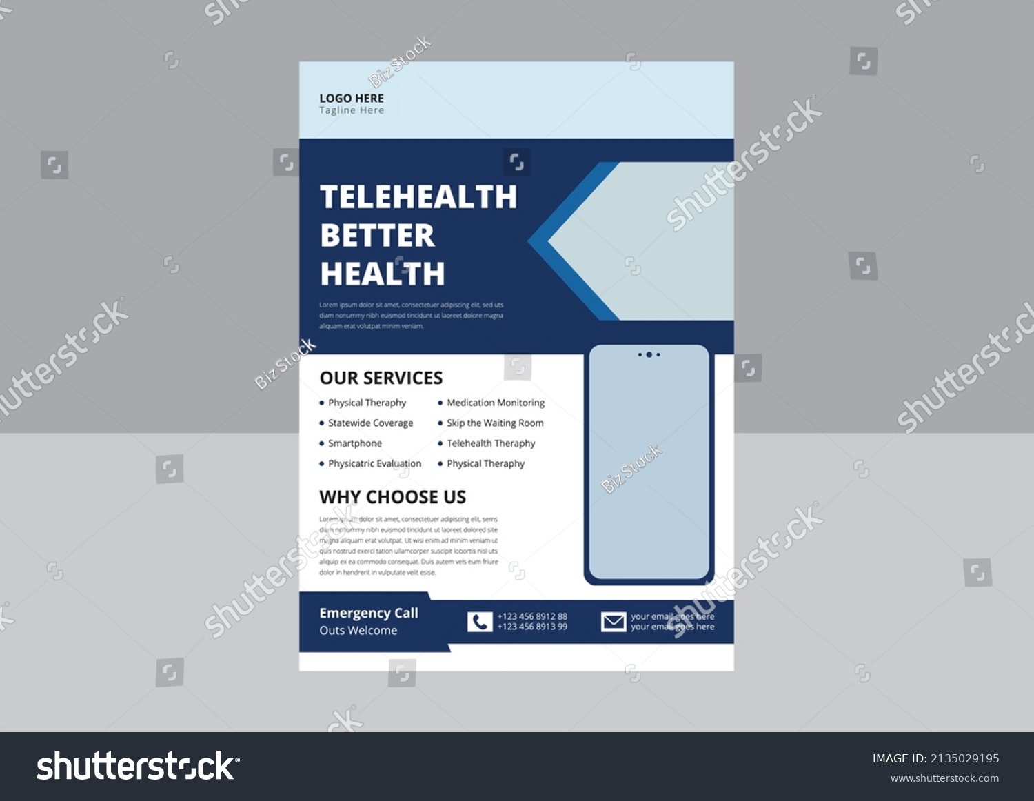 Telehealth flyer design template. online - Royalty Free Stock Vector ...