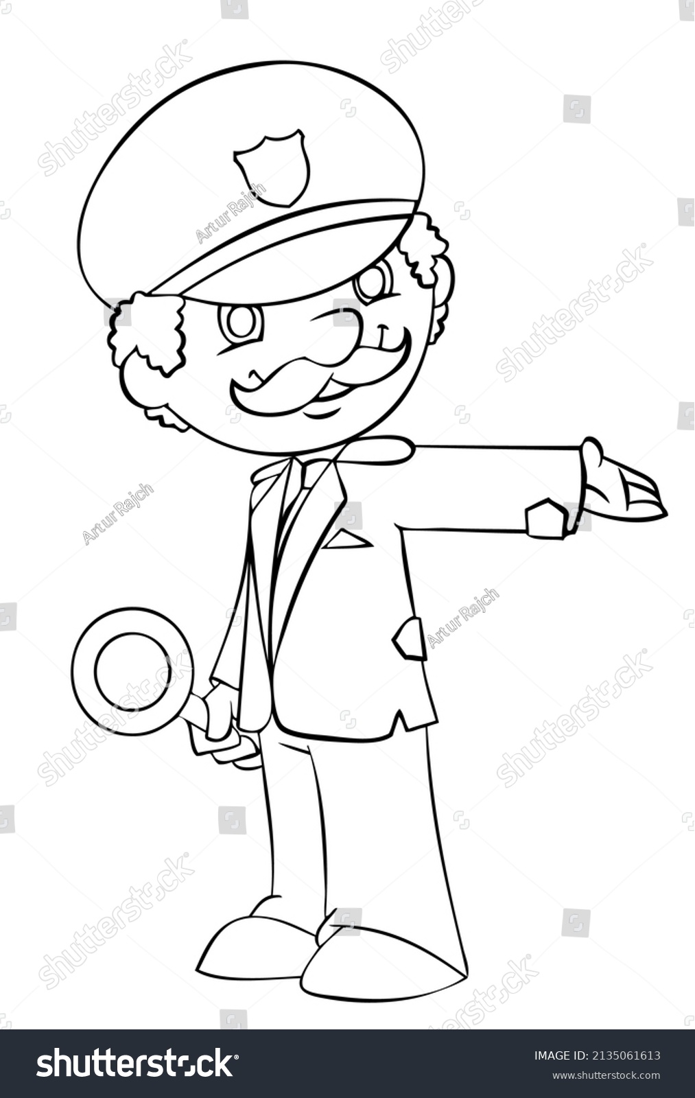 Railway man. Element for coloring page. Cartoon - Royalty Free Stock ...