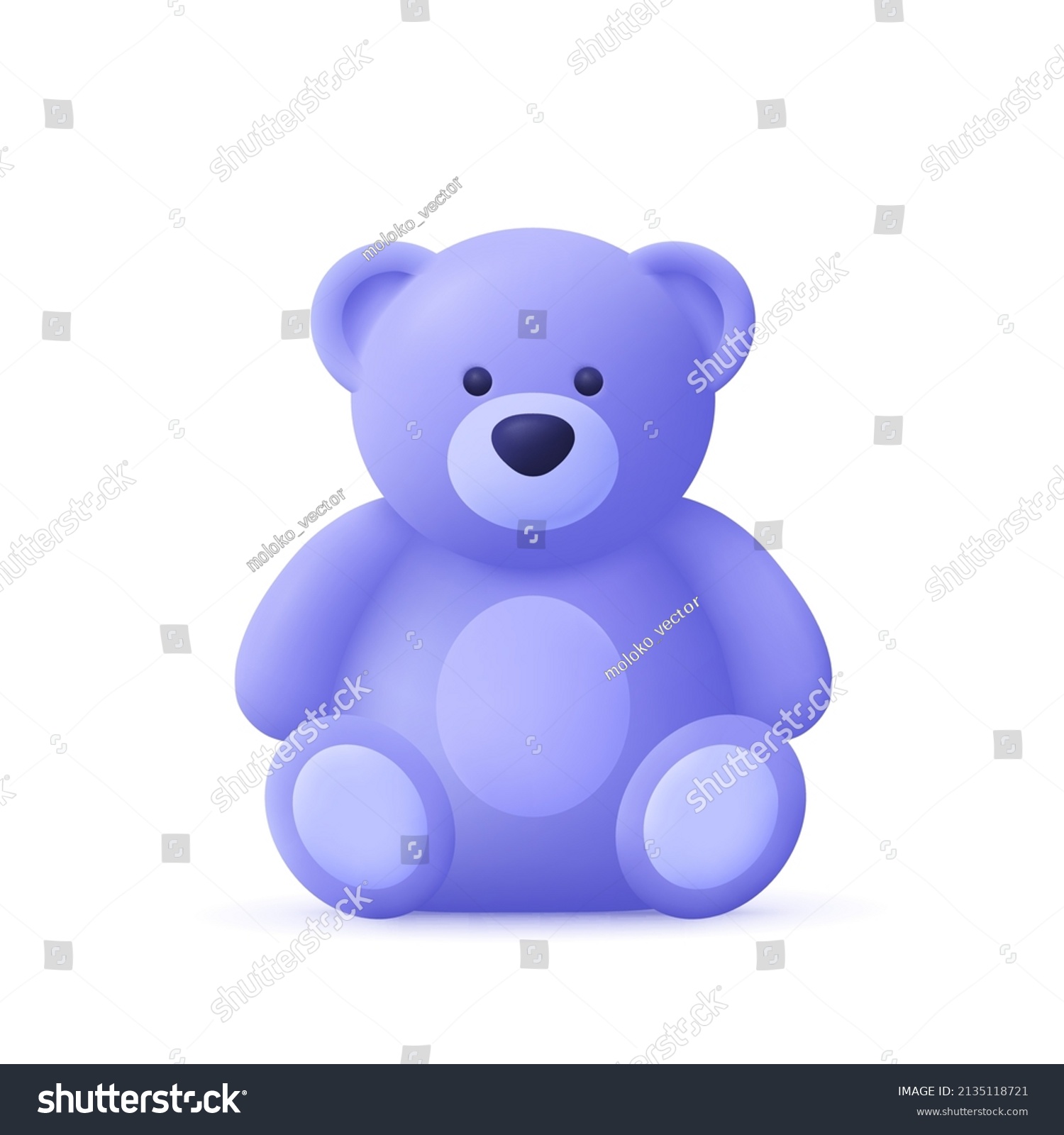 Cute Teddy bear toy. 3d vector icon. Cartoon minimal style. #2135118721