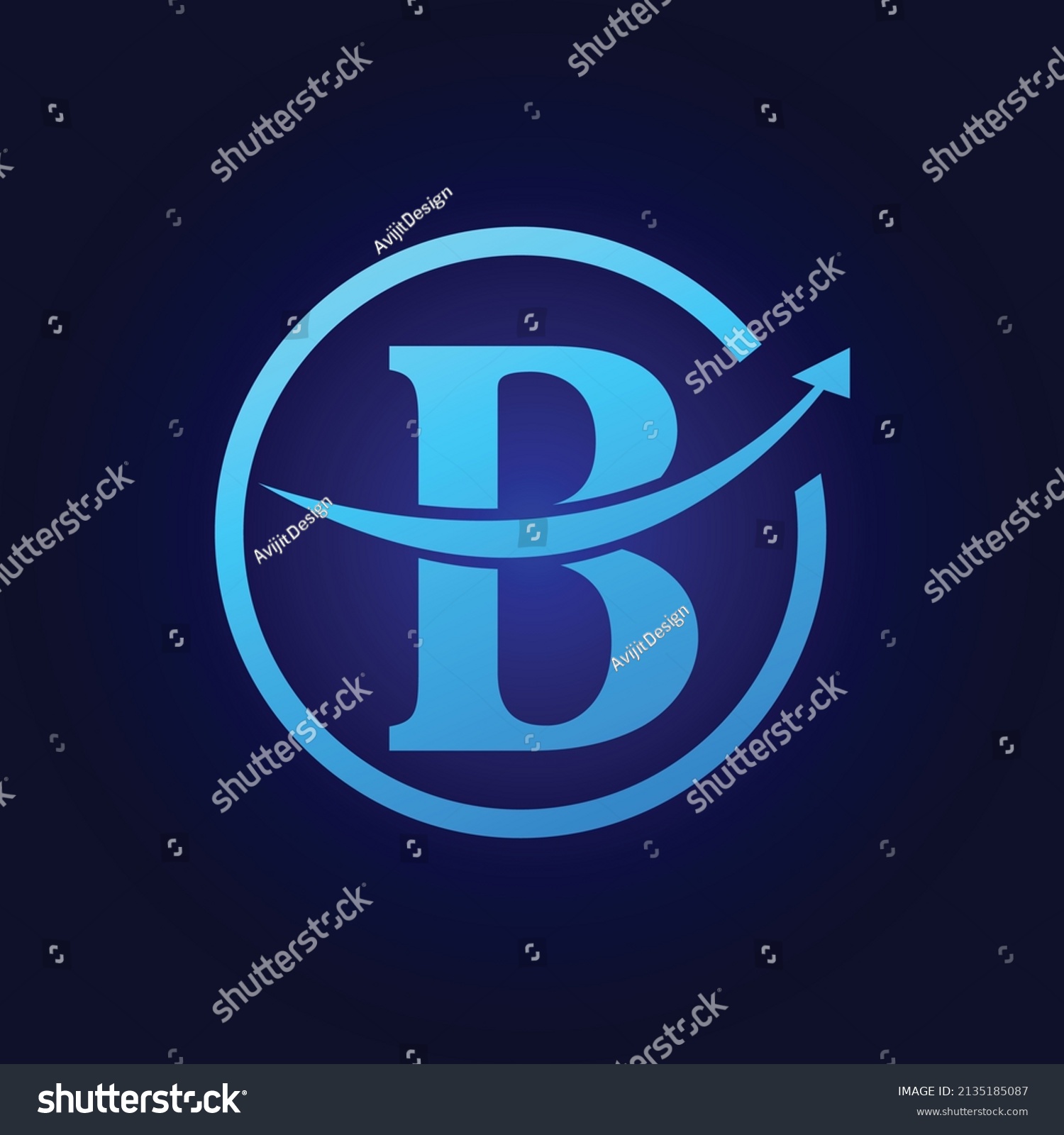 Letter B Monogram Logo Design With Circle - Royalty Free Stock Vector ...