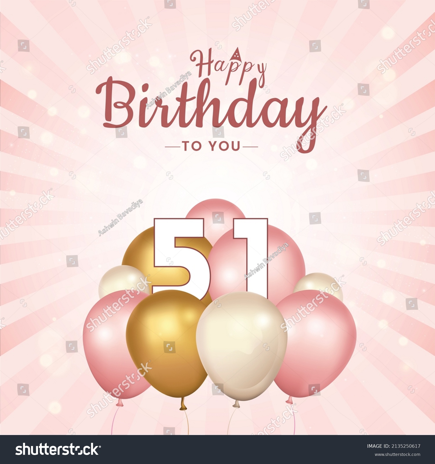 Happy 51st Birthday Greeting Card Vector Royalty Free Stock Vector