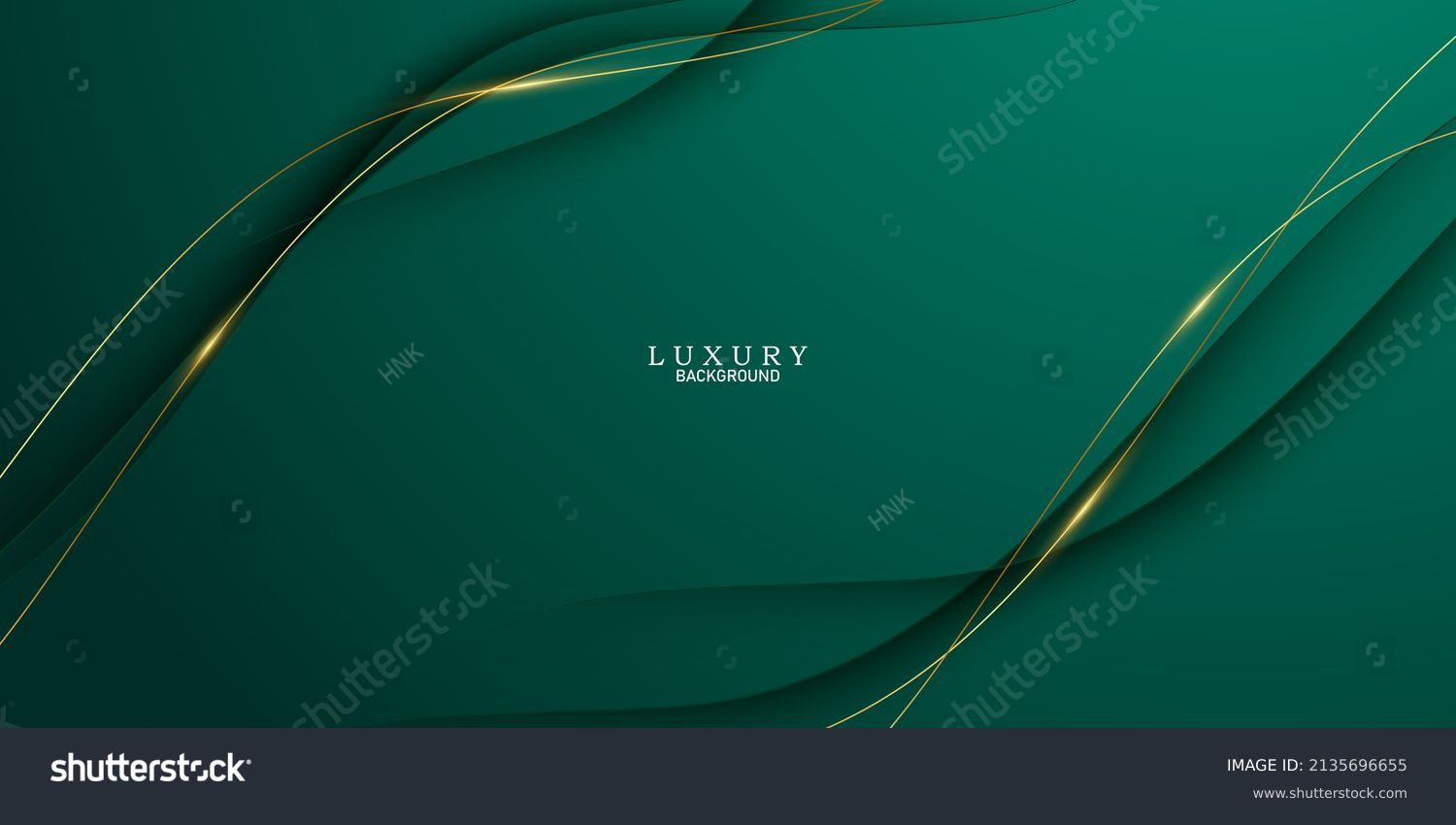 green abstract background decorated with luxury golden lines vector illustration #2135696655