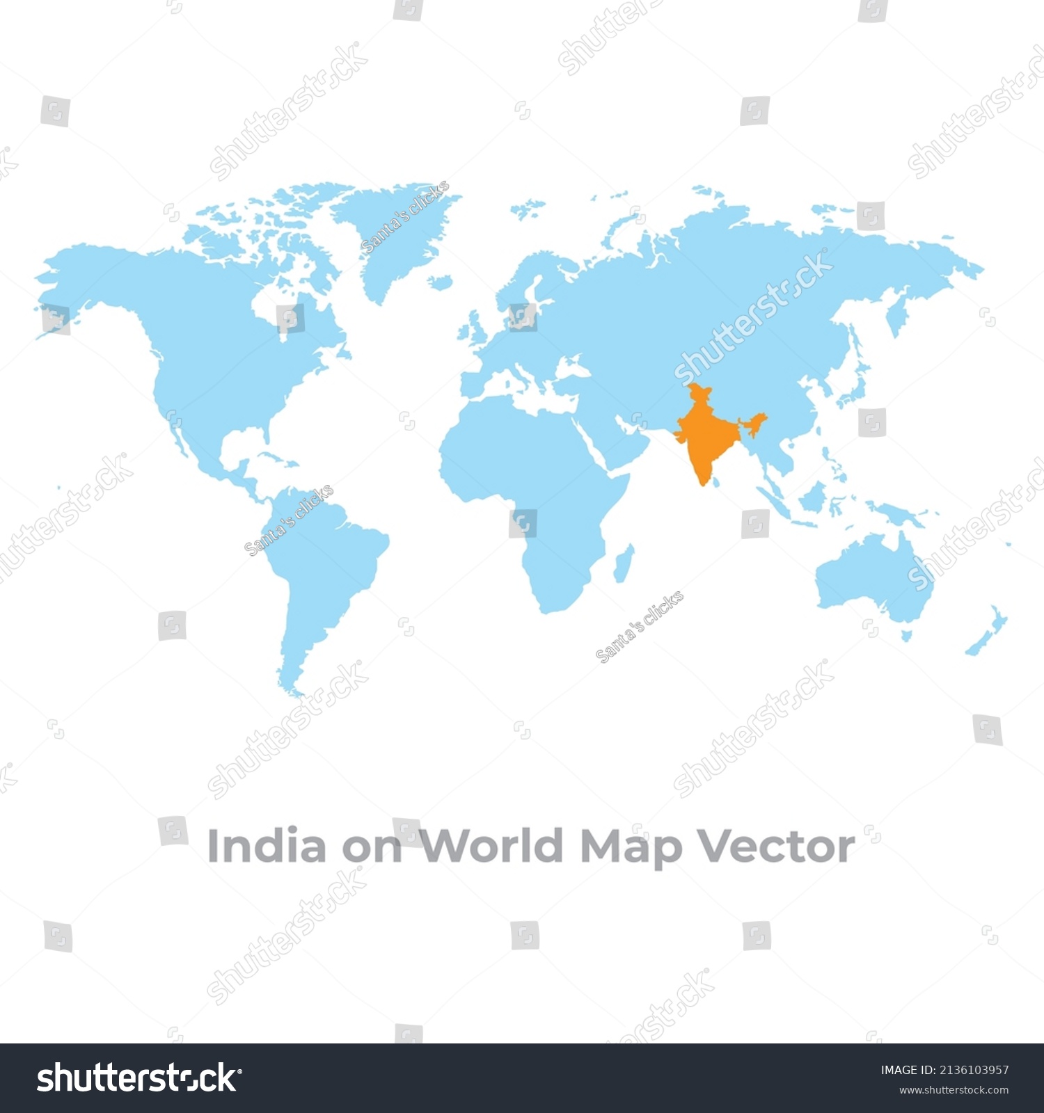 India Map Highlighted On World Map Vector Royalty Free Stock Vector Avopix 2136103957