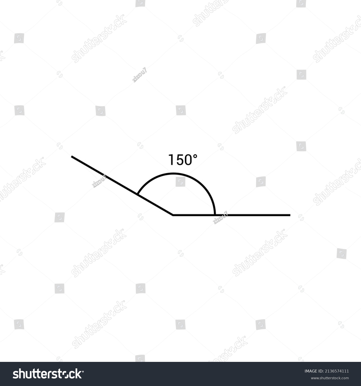 150 degree angle icon in mathematics - Royalty Free Stock Vector ...