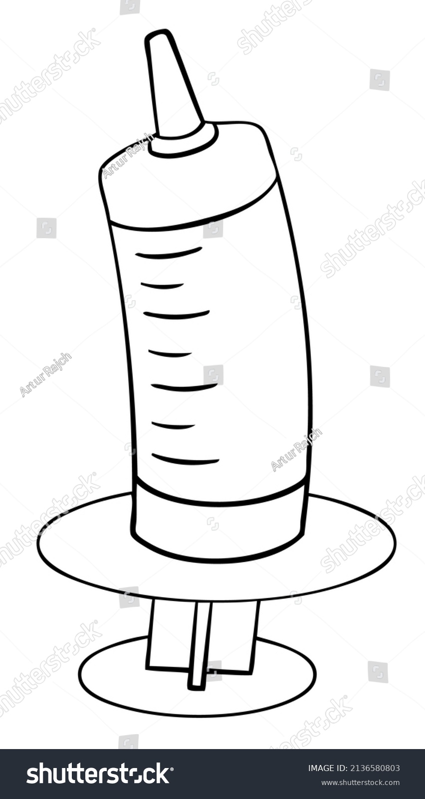 Syringe. Element for coloring page. Cartoon - Royalty Free Stock Vector 2136580803 - Avopix.com