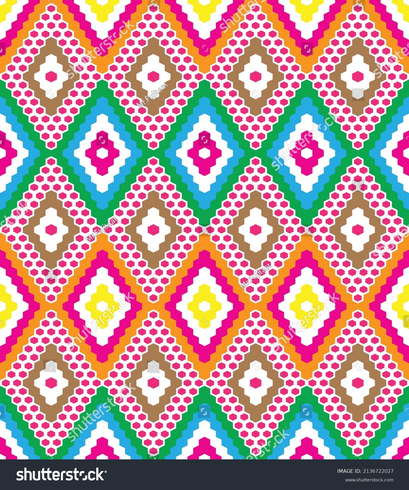 Geometric ethnic pattern seamless flower color - Royalty Free Stock ...