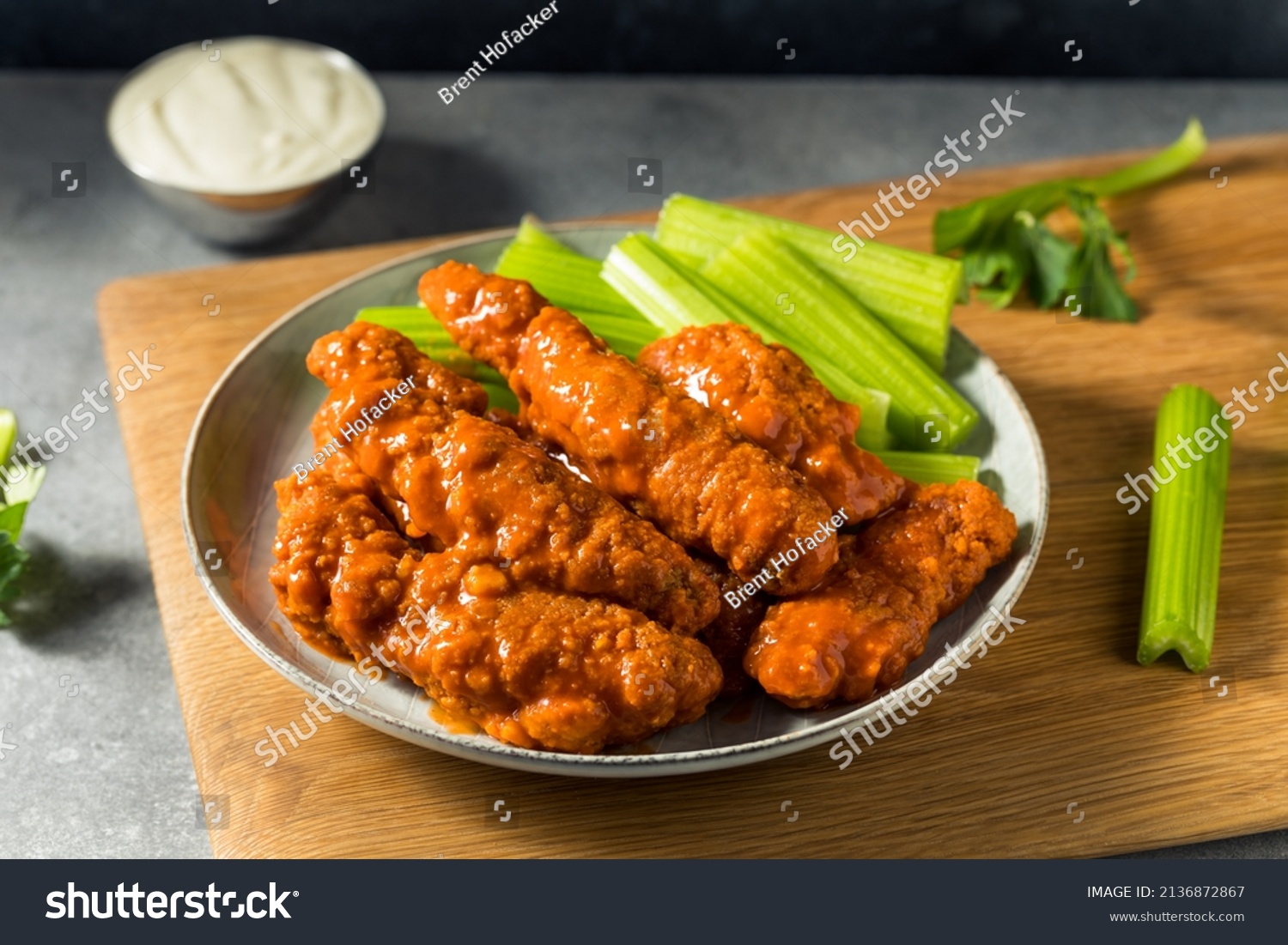 Homemade Buffalo Chicken Tenders with Celery and Blue Cheese #2136872867
