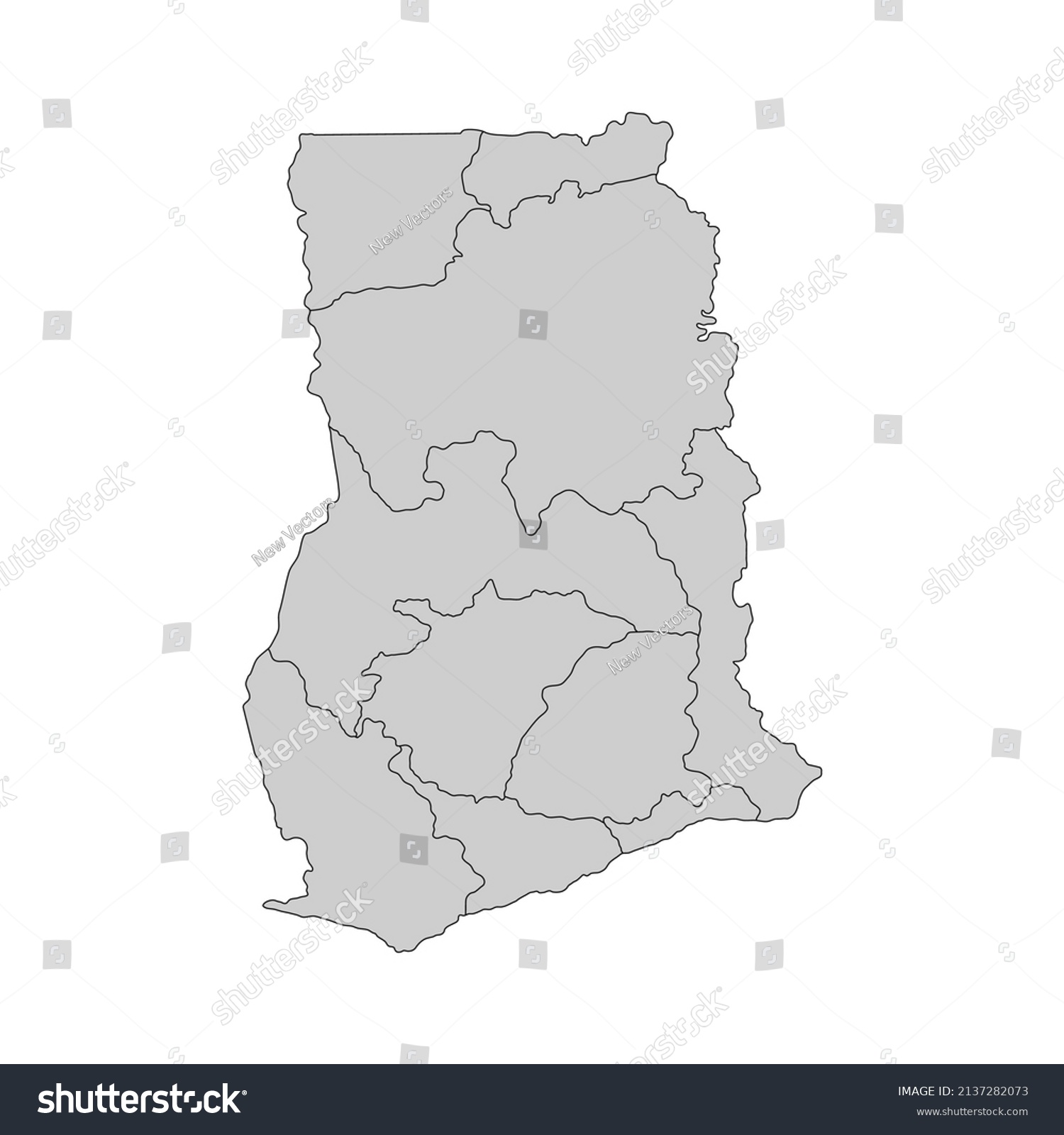 Outline political map of the Ghana. High - Royalty Free Stock Vector ...