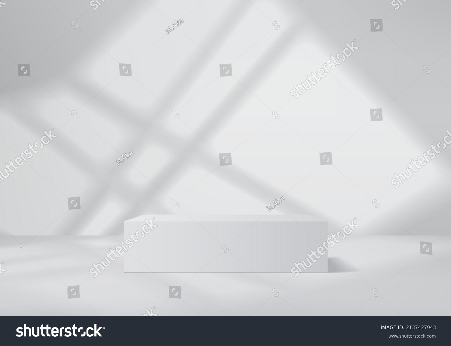 Podium minimal scene with backdrop background platform. Summer background vector 3d render with podium background. stand to show cosmetic product. Stage showcase on pedestal 3d white backdrop studio #2137427943