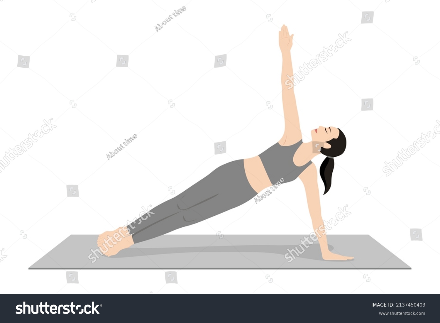 Side Plank Pose Sage Vasisthas Pose Beautiful Royalty Free Stock Vector 2137450403 1584