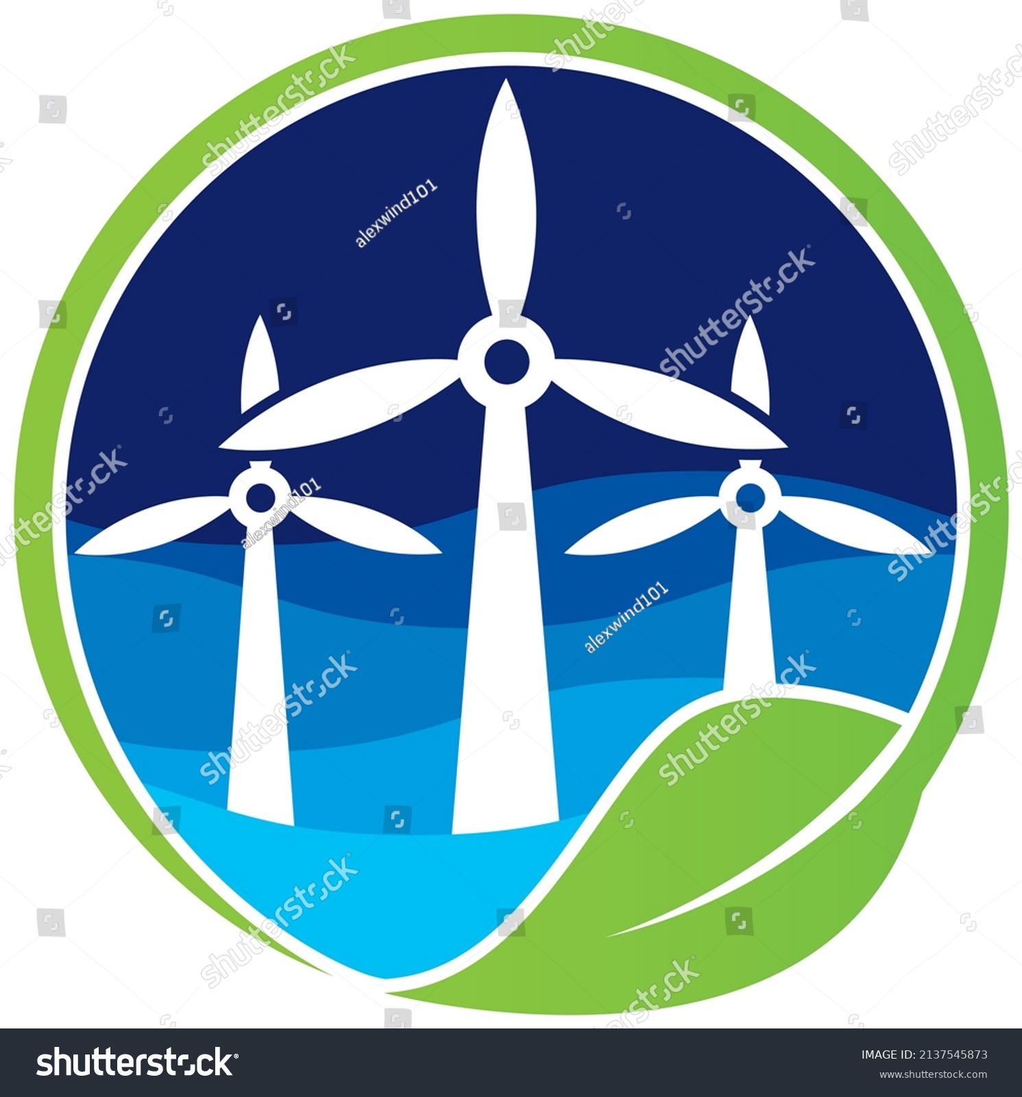 Wind turbine blades symbol in the sea - Royalty Free Stock Vector ...