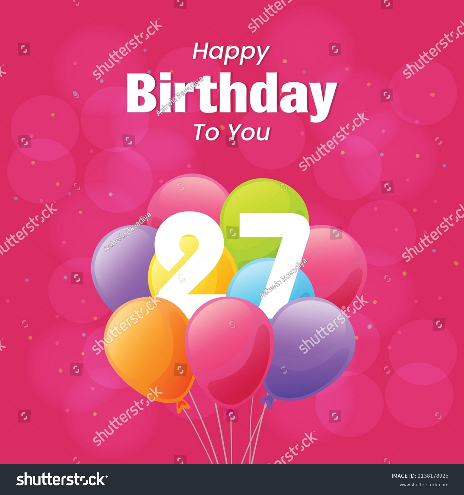 Happy 27th birthday, greeting card, vector - Royalty Free Stock Vector ...