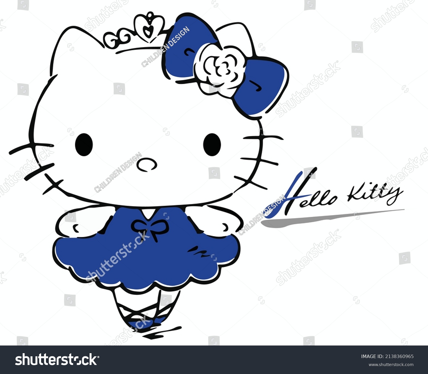 Illustration Cute Hello Kitty Design Vector - Royalty Free Stock Vector 