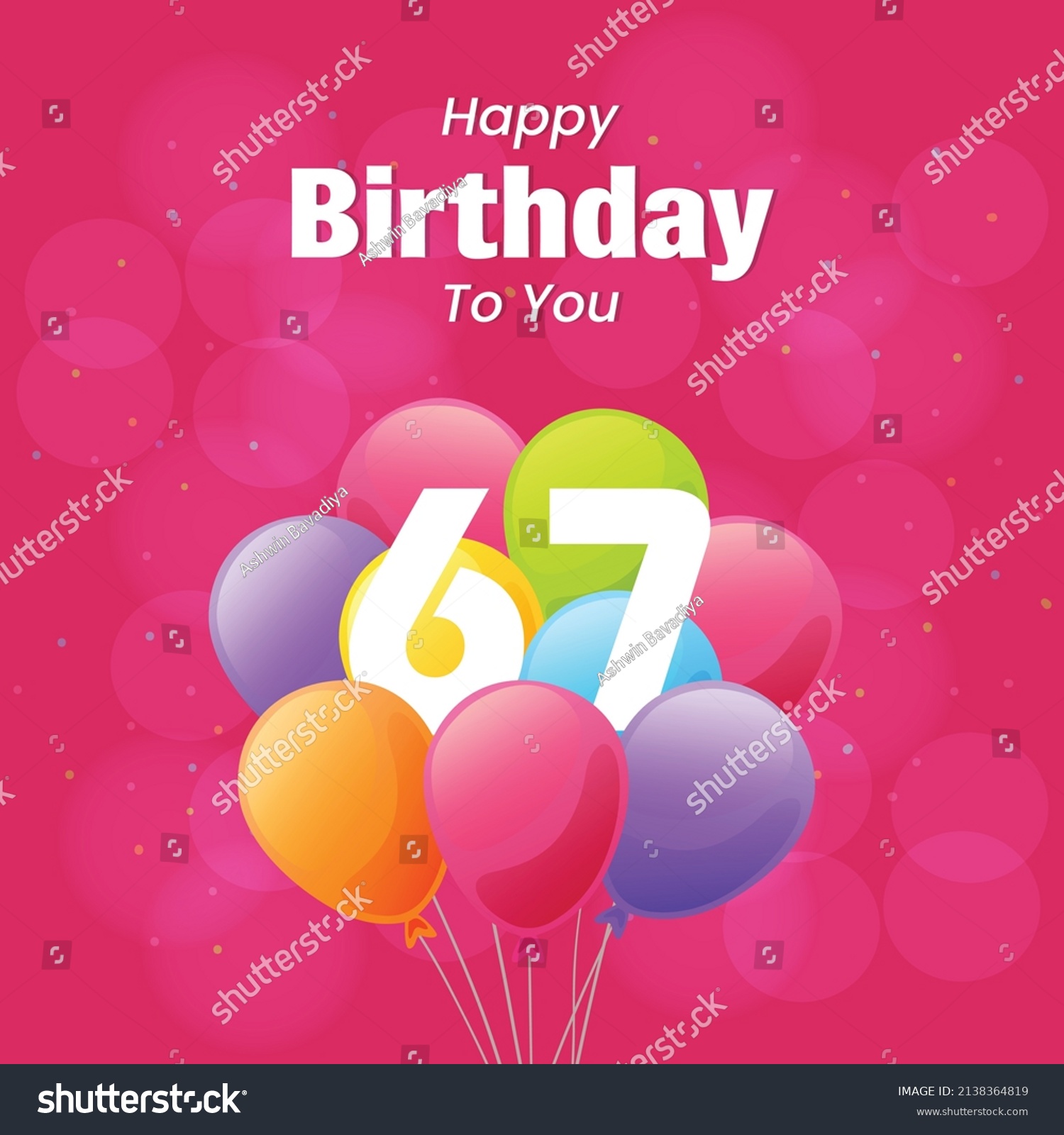 Happy 67th birthday, greeting card, vector illustration design.
 #2138364819