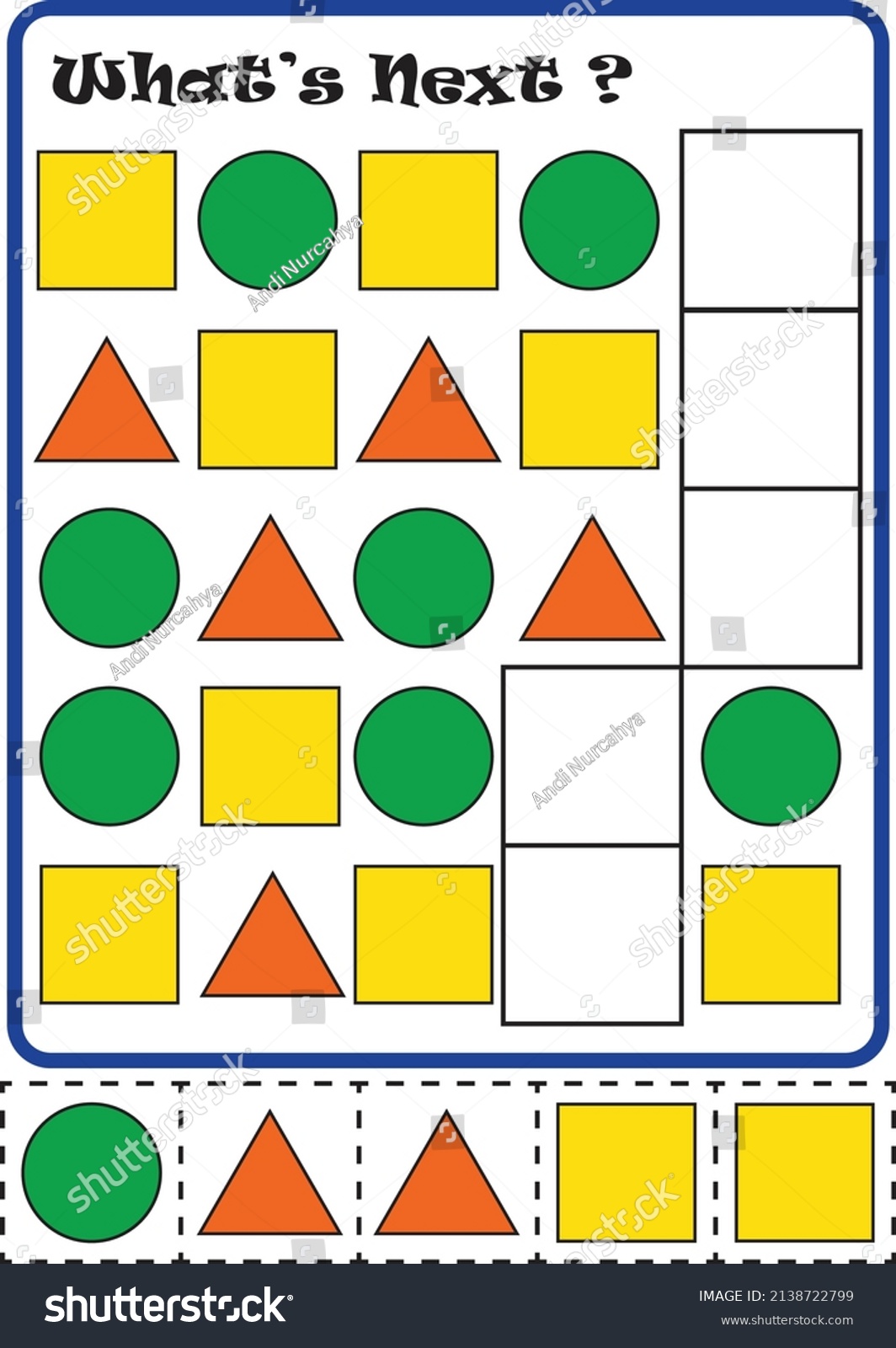 Colorful Printable "Shape Pattern" Worksheet for - Royalty Free Stock ...