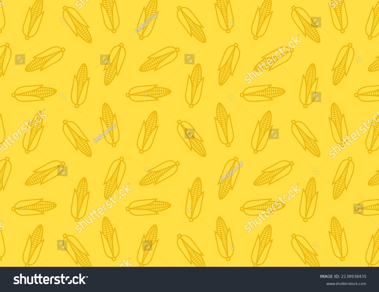 Corn icon. Corn doodle pattern wallpaper. Corn on yellow background. #2138938435