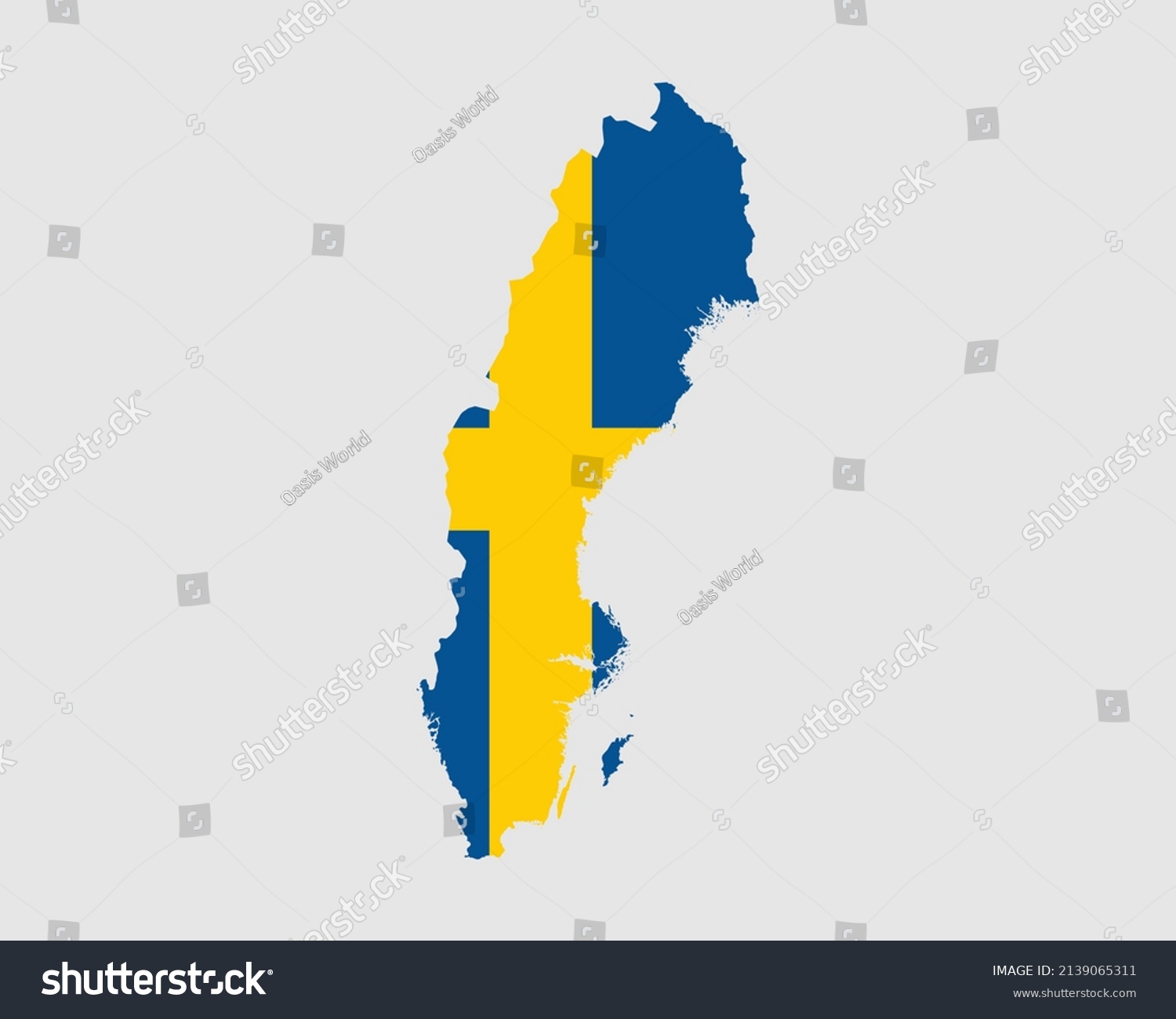 Sweden Flag Map Map Of The Kingdom Of Sweden Royalty Free Stock Vector 2139065311 7647