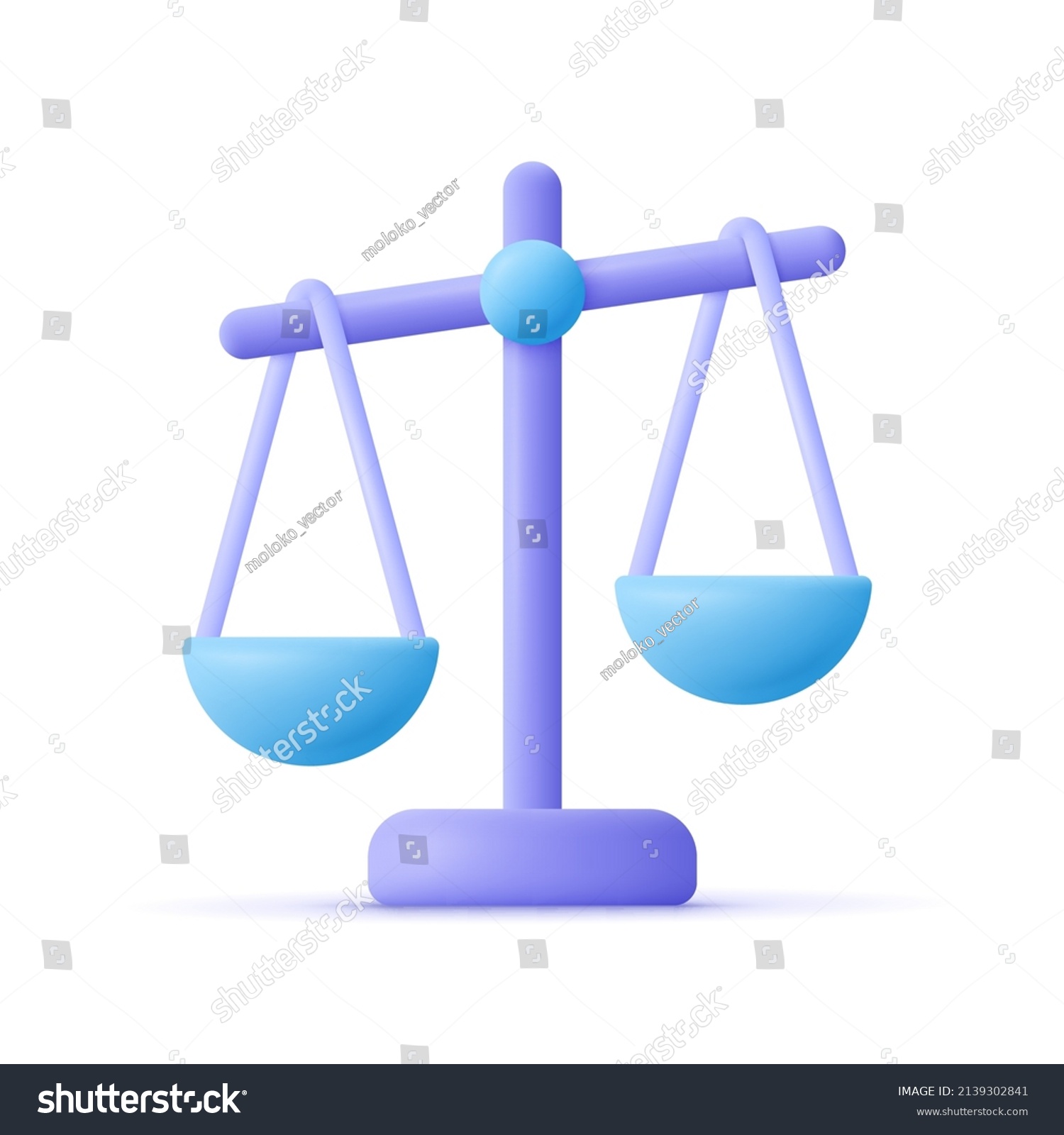 Scales of justice. Balance and justice, law concept. 3d vector icon. Cartoon minimal style. #2139302841