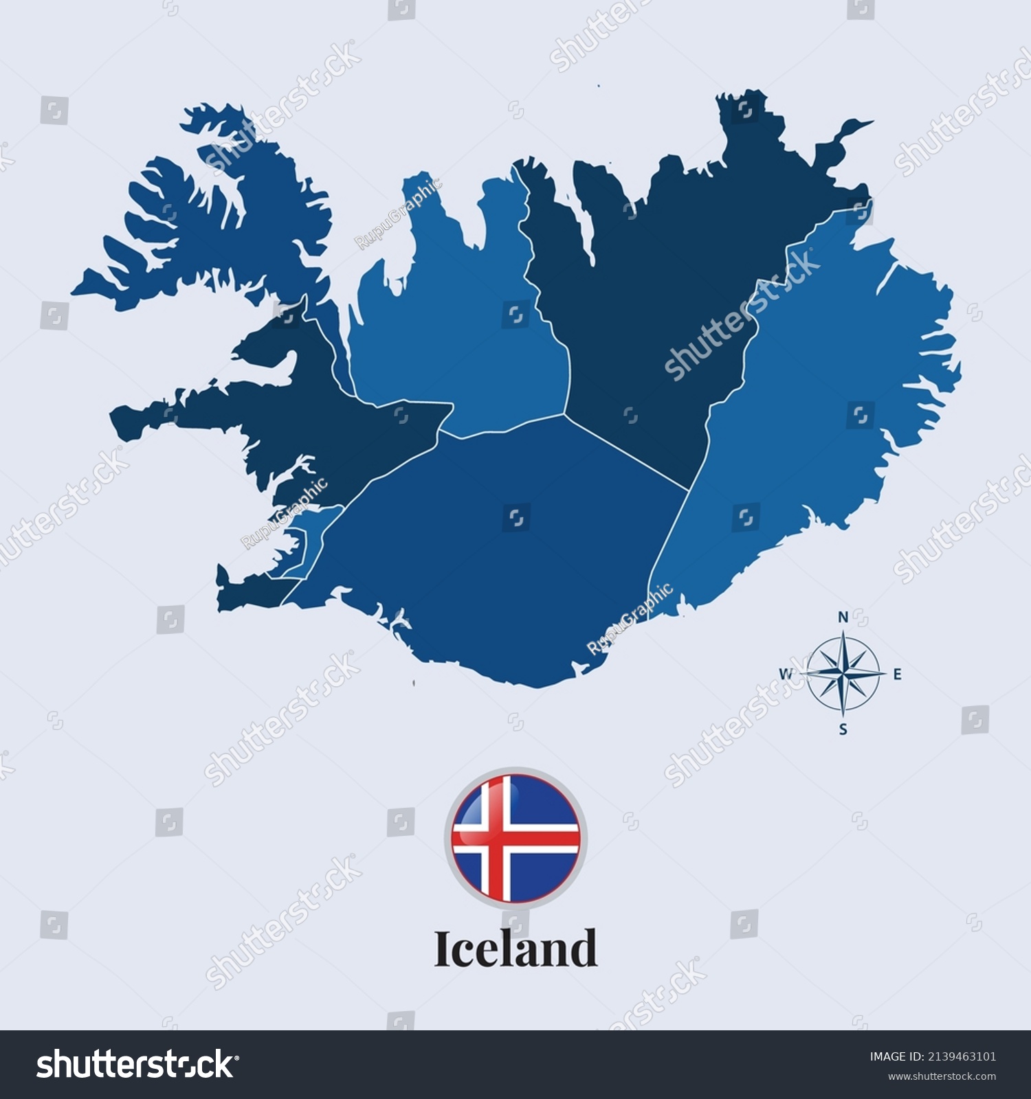 Iceland vector map and flag, Flag map of Iceland - Royalty Free Stock ...