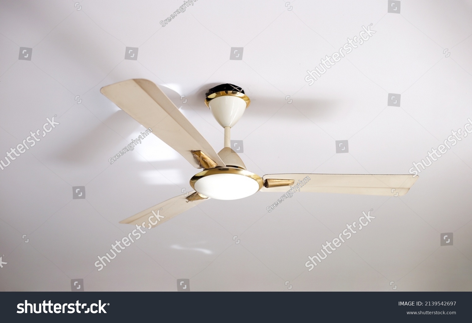 interior design in luxury villa, house, home, apartment feature white ceiling fan, Electric ceiling fan #2139542697