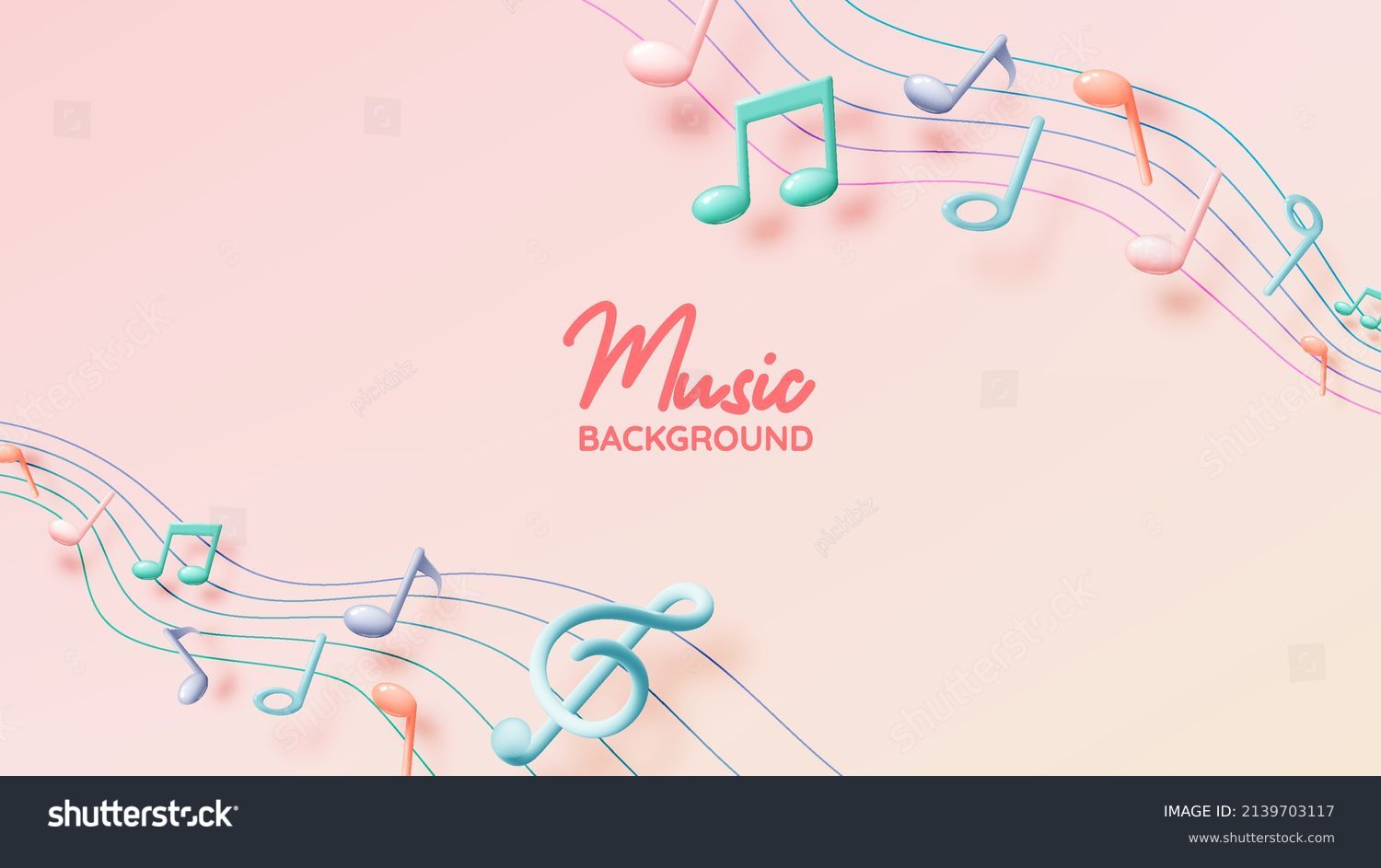 Music notes, song, melody or tune 3d realistic vector icon for musical apps and websites background vector illustration #2139703117