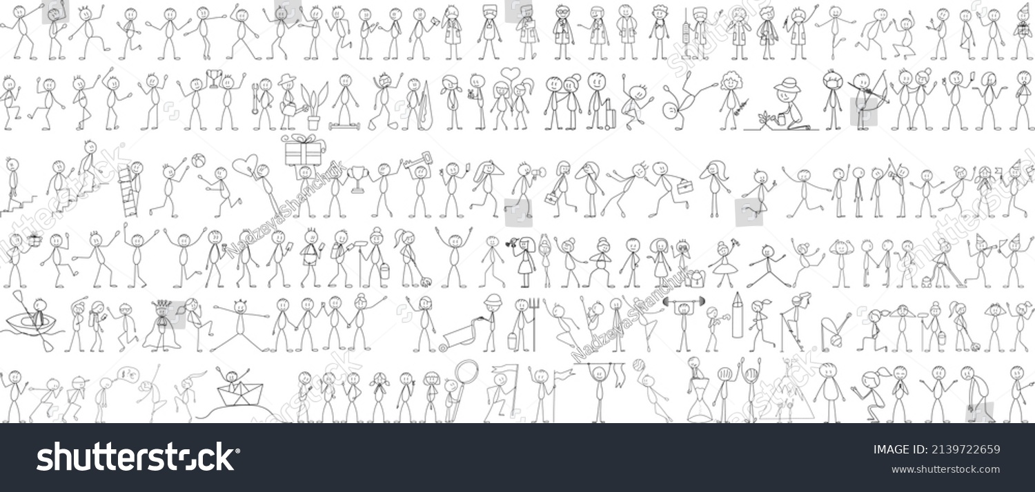 set of stick figures, different people vector #2139722659