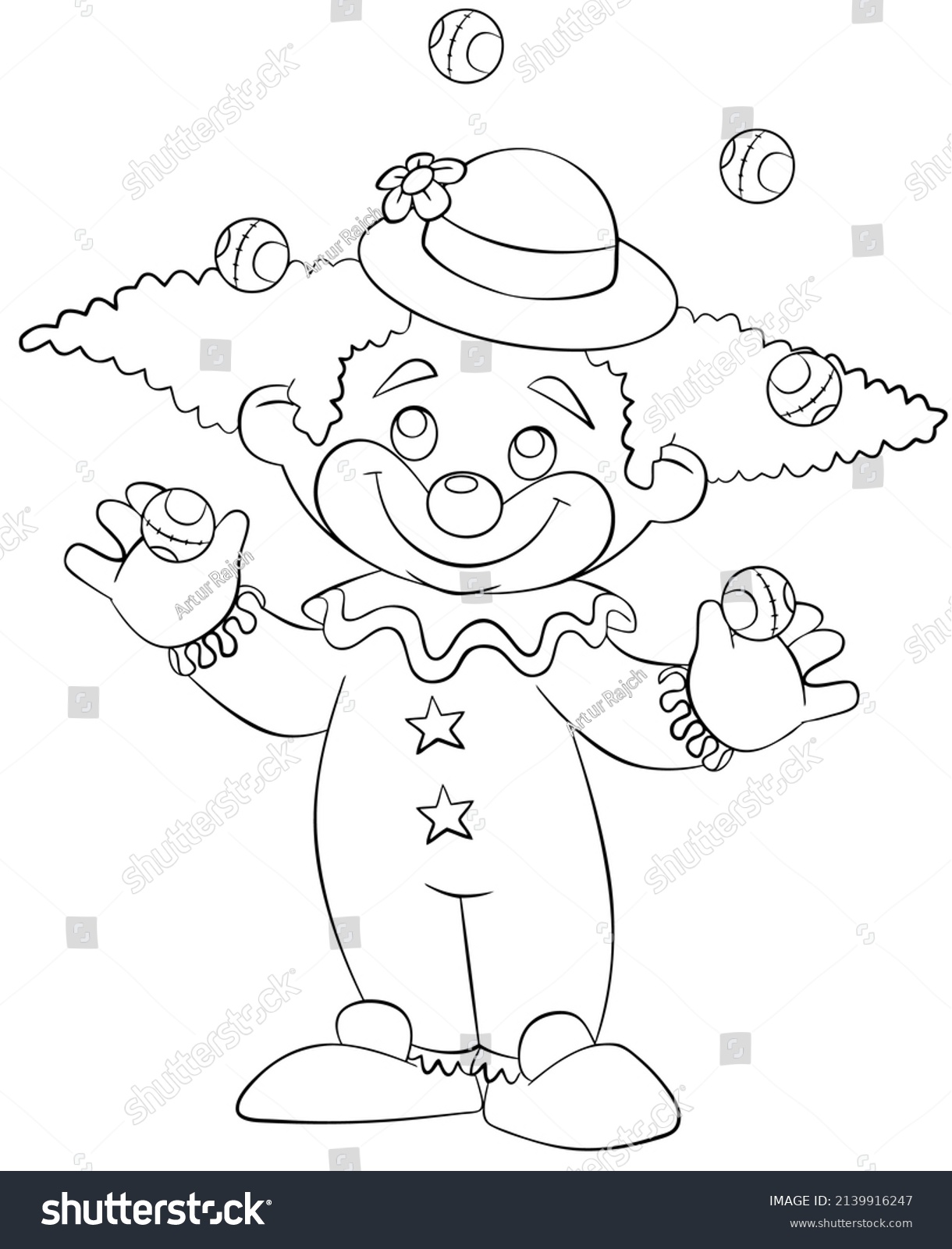 Juggling clown. Element for coloring page. - Royalty Free Stock Vector ...