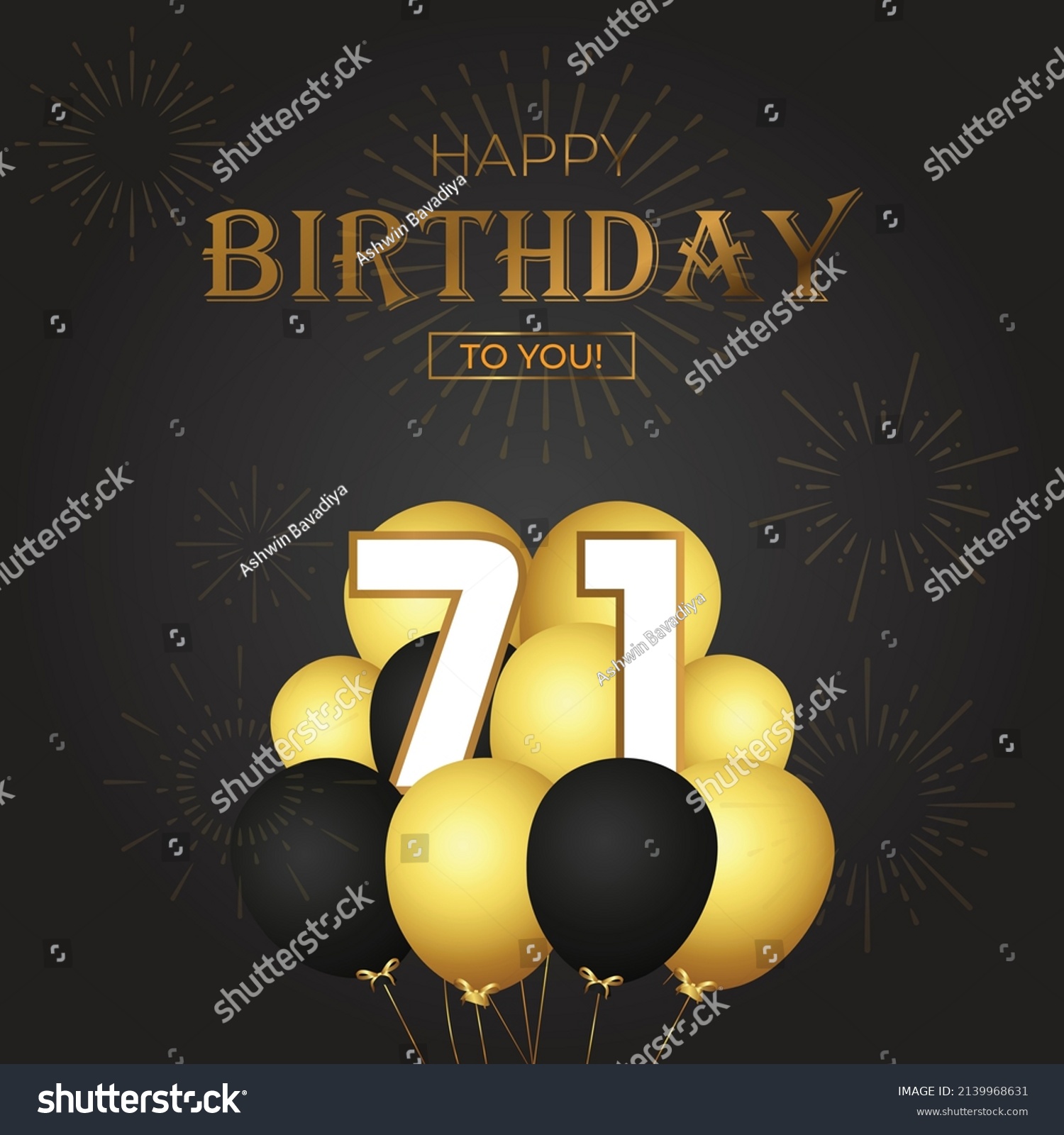 Happy 71st Birthday, Greeting Card, Vector - Royalty Free Stock Vector 