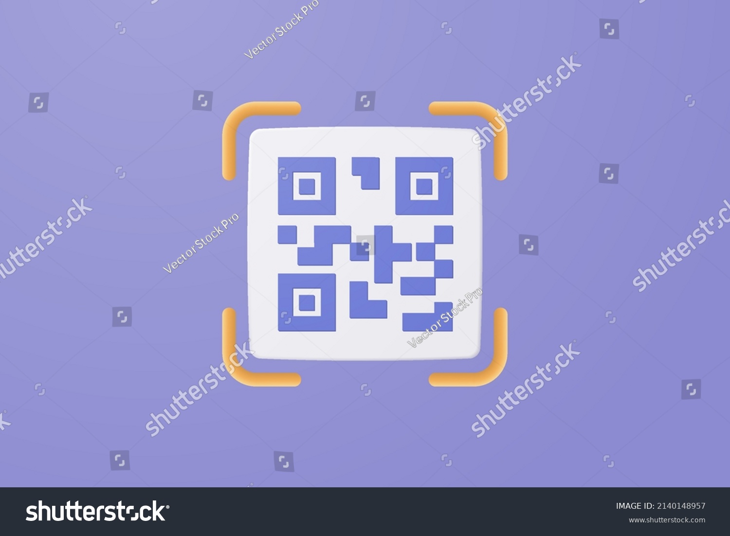 3d qr code scanning for online shopping concept, shopping special offer promotion and marketing of the smartphone. Qr code scan verification website. 3d vector render isolated purple pastel background #2140148957