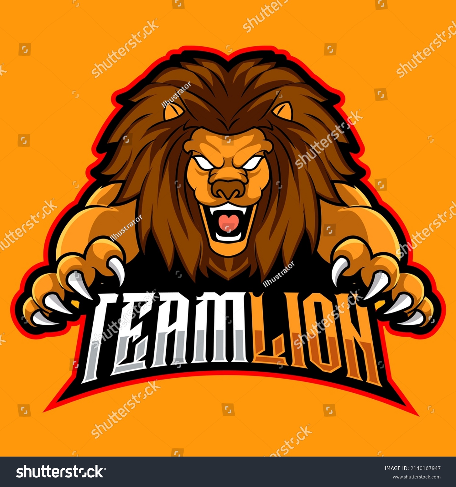 head lion mascot esport logo vector illustration - Royalty Free Stock ...