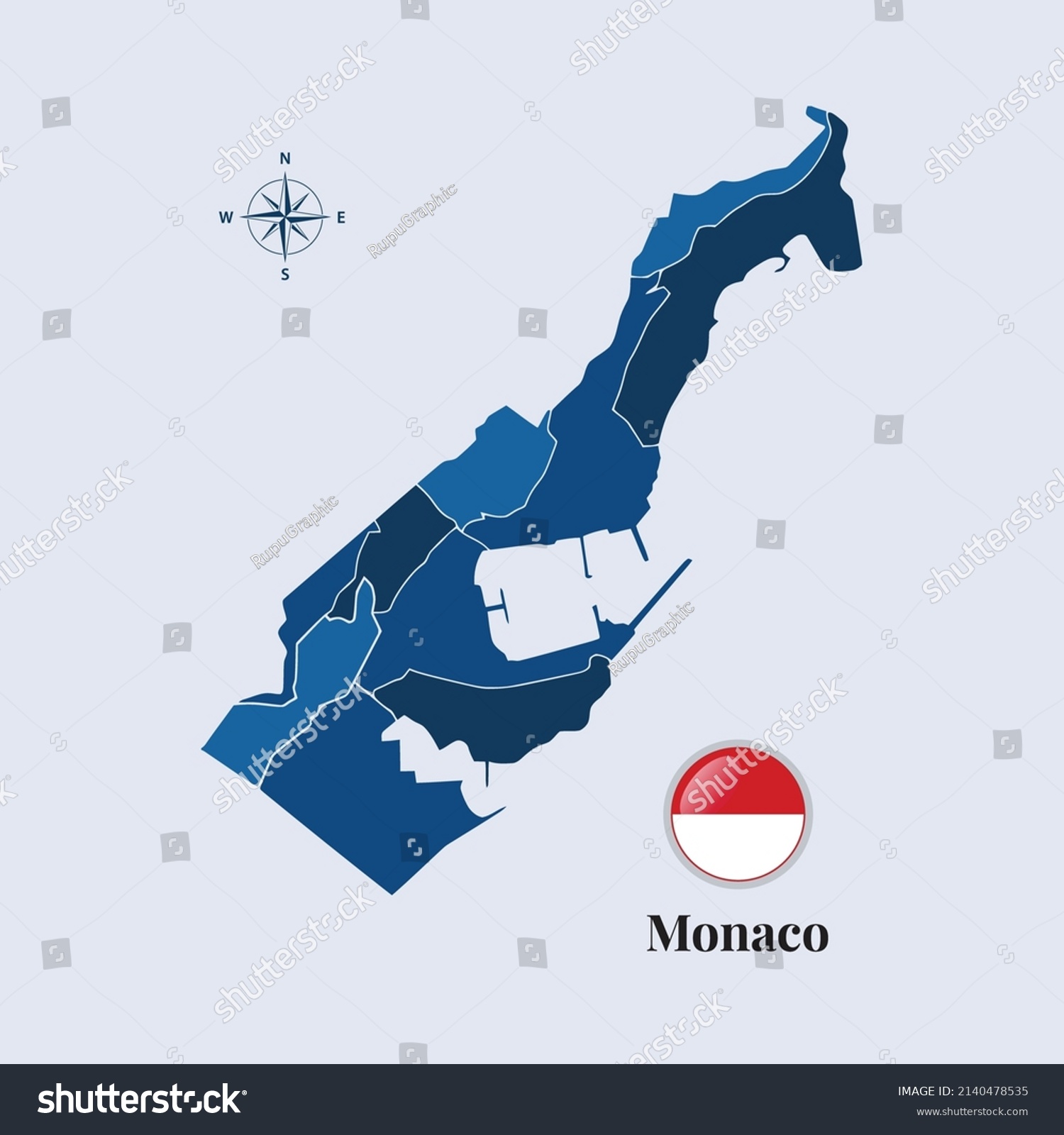 Monaco Vector Map And Flag Flag Map Of Monaco Royalty Free Stock