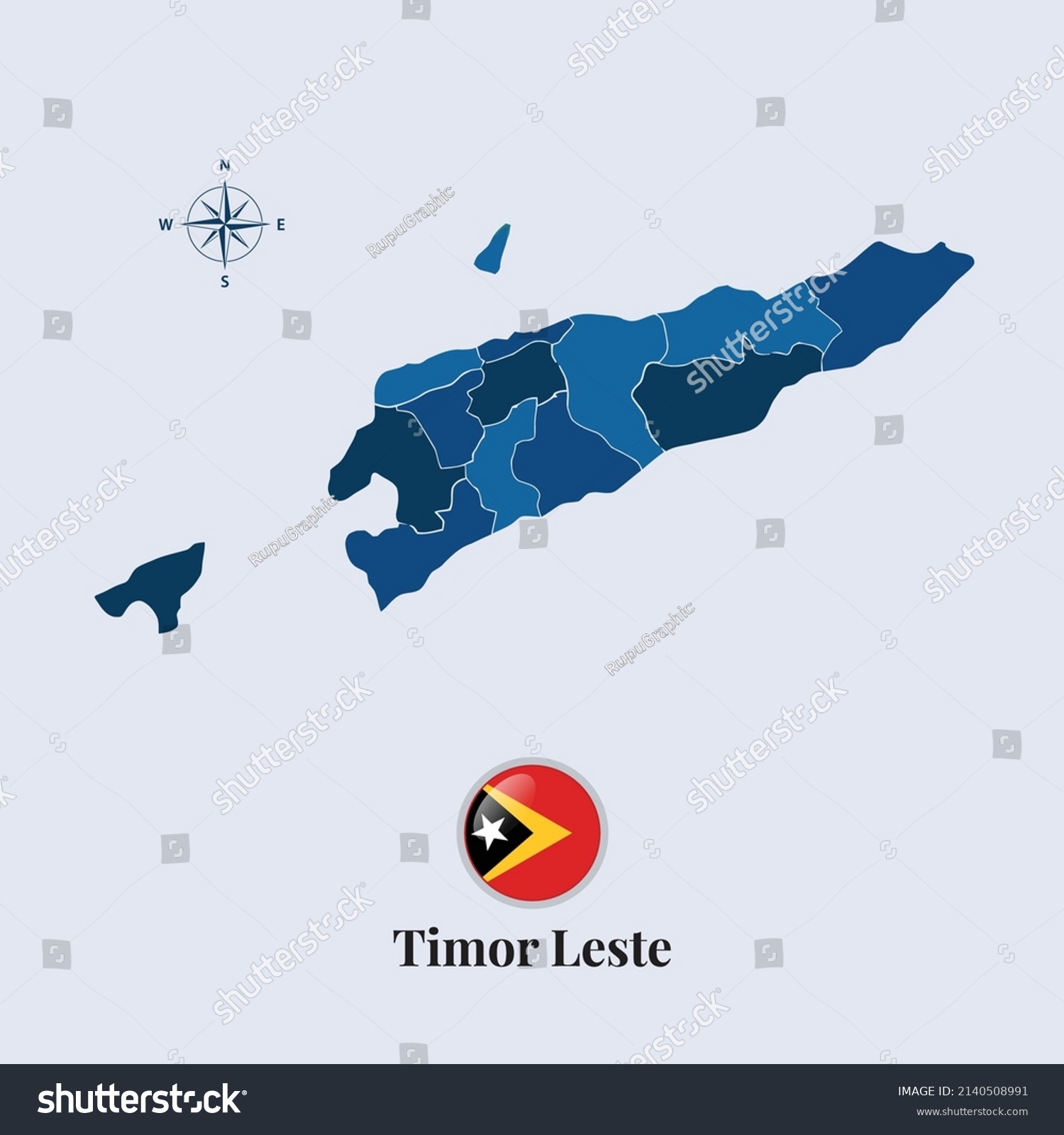 Timor Leste vector map and flag, Flag map of - Royalty Free Stock ...