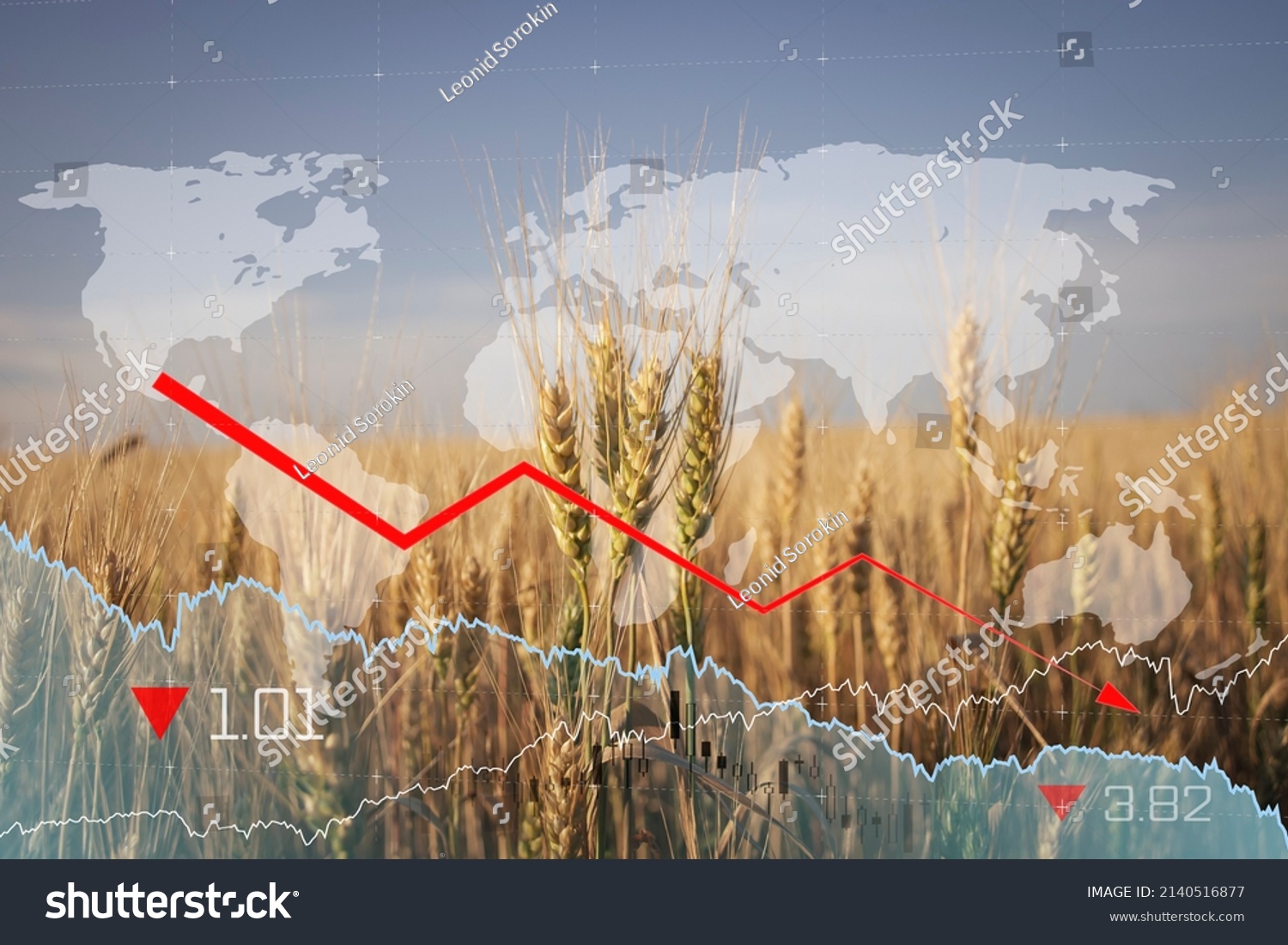 Global and European grain and wheat crisis after Russia's invasion of Ukraine. Ukraine and Russia world's largest exporters of grain #2140516877
