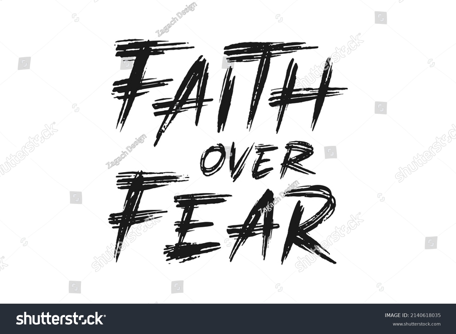 Faith Over Fear vector lettering. Handwritten - Royalty Free Stock ...