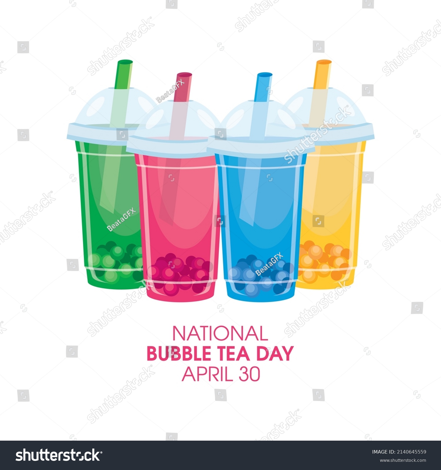 National Bubble Tea Day vector. Fruit Bubble Tea Royalty Free Stock