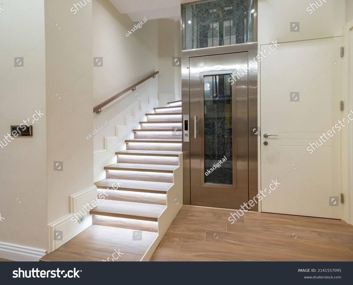 Stairs and elevator of luxury house #2141557095