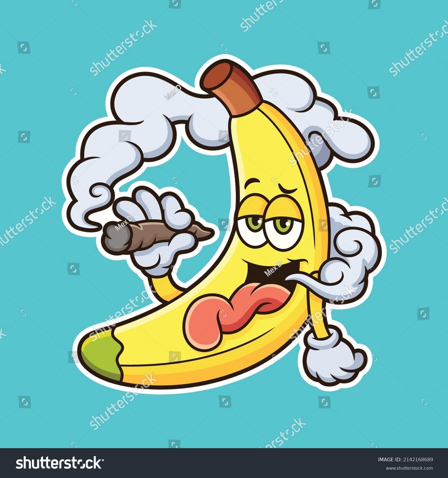 Cute Banana Relax With Smoke Cartoon Fruit Royalty Free Stock Vector