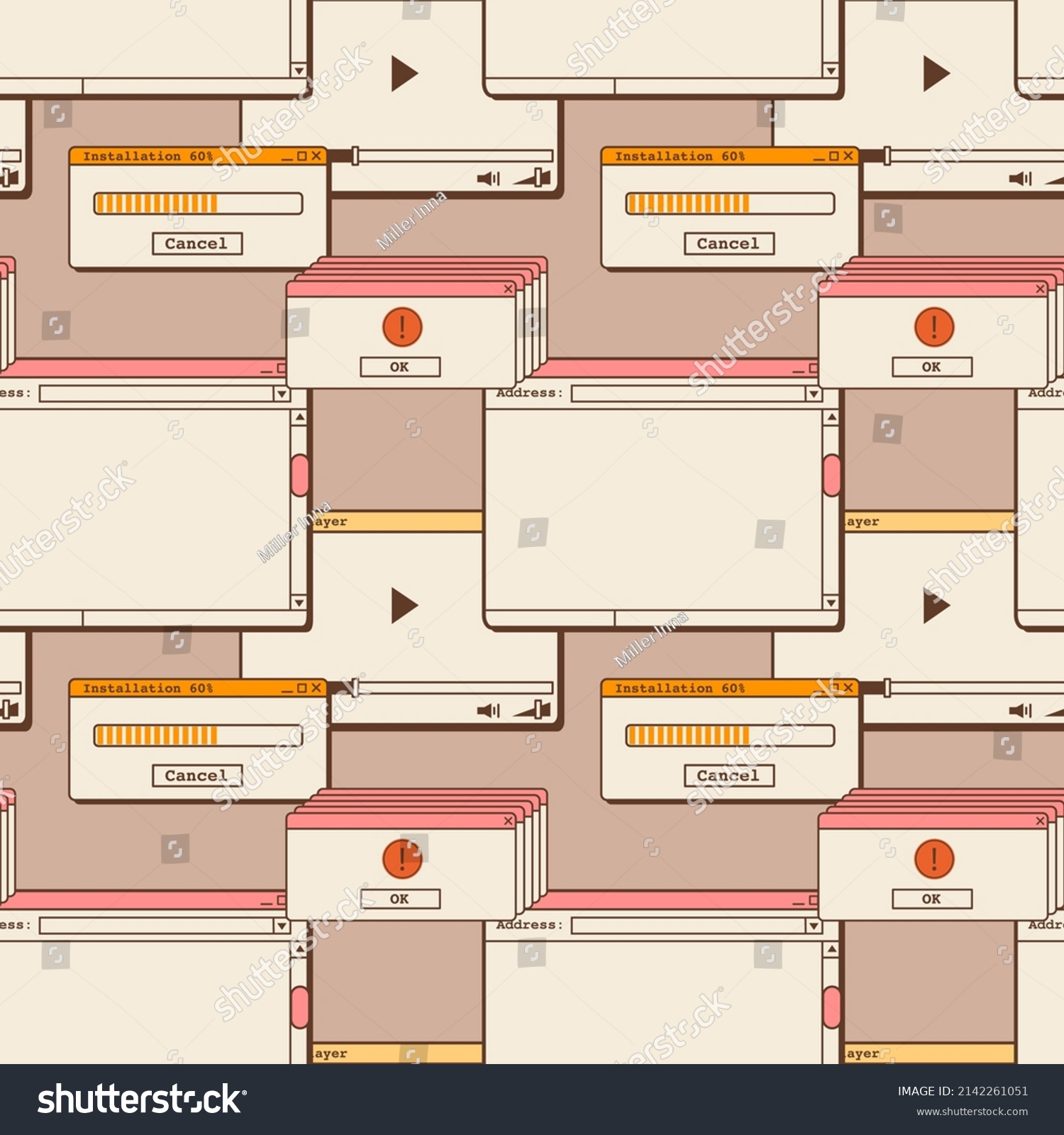 Old computer aesthetic seamless pattern. Retro - Royalty Free Stock ...