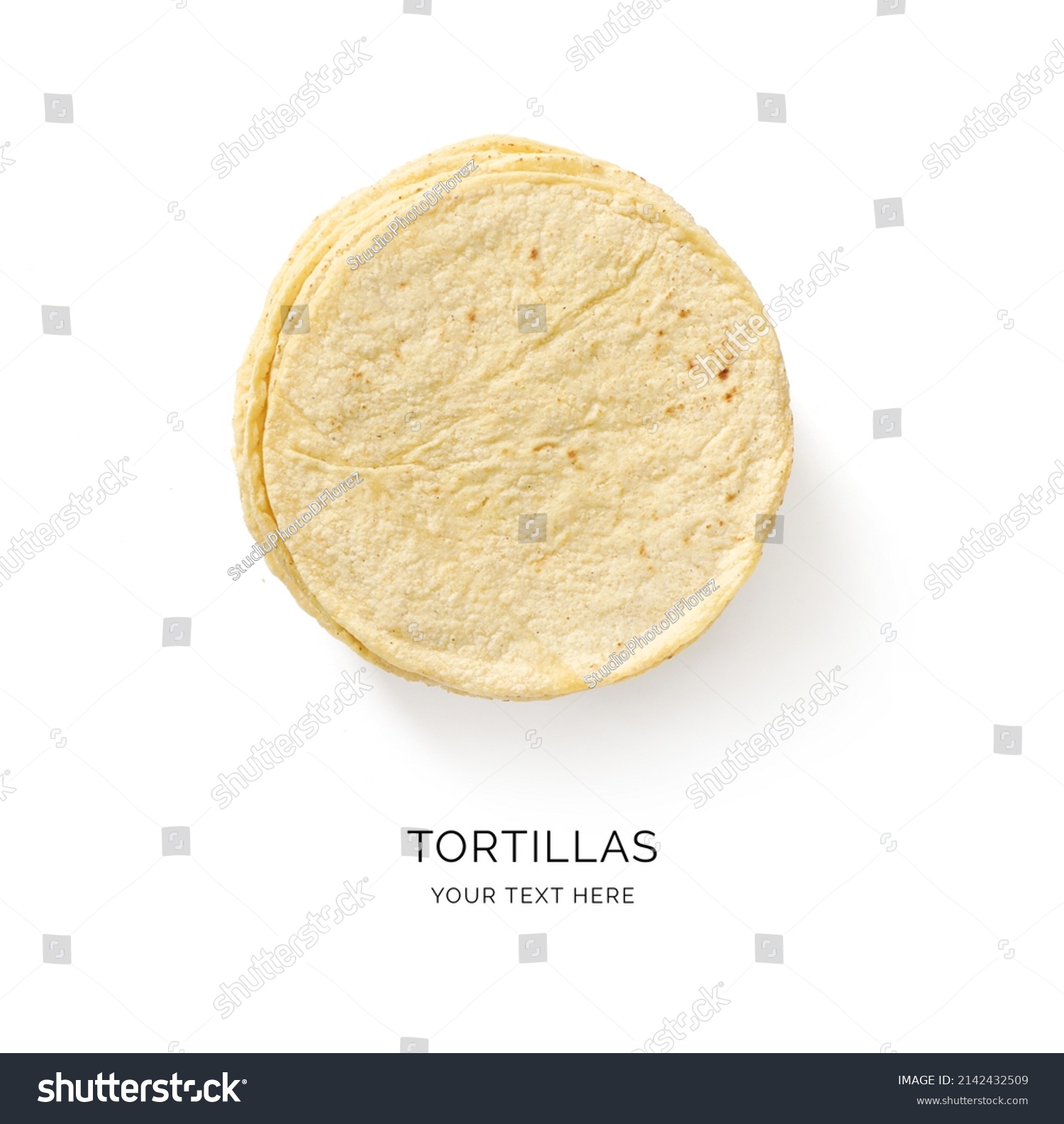 Creative layout made of corn tortilla on the white background. Flat lay. Food concept. Macro  concept. #2142432509