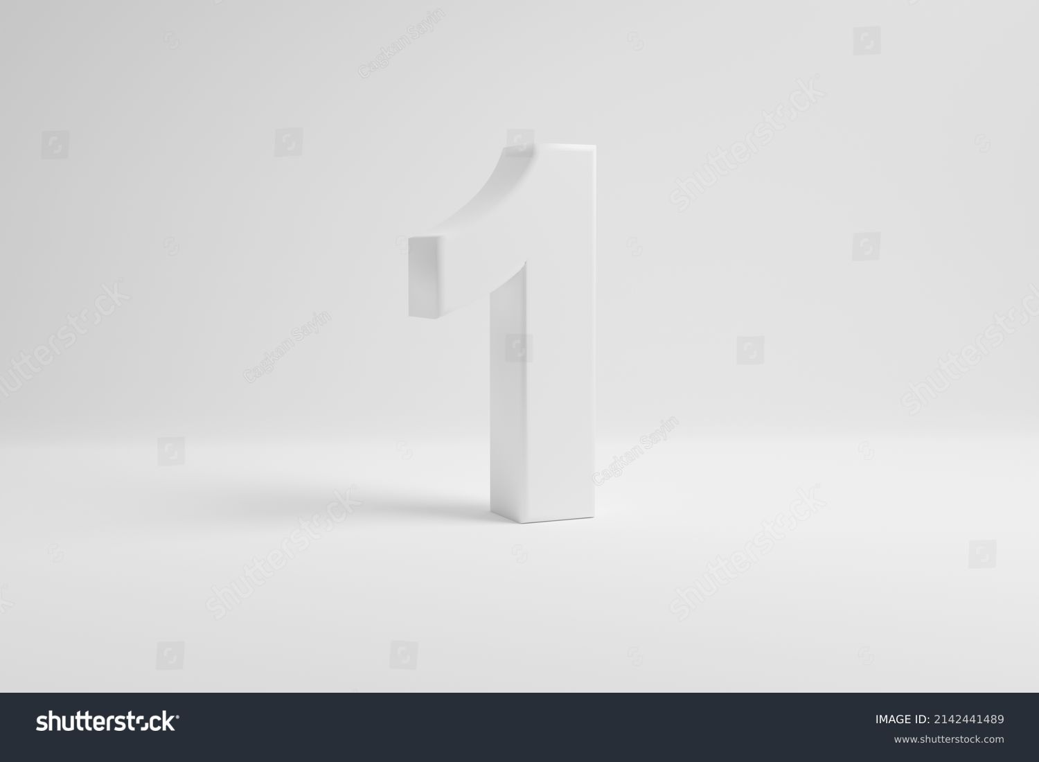 Number one on white background. 3D rendering. #2142441489