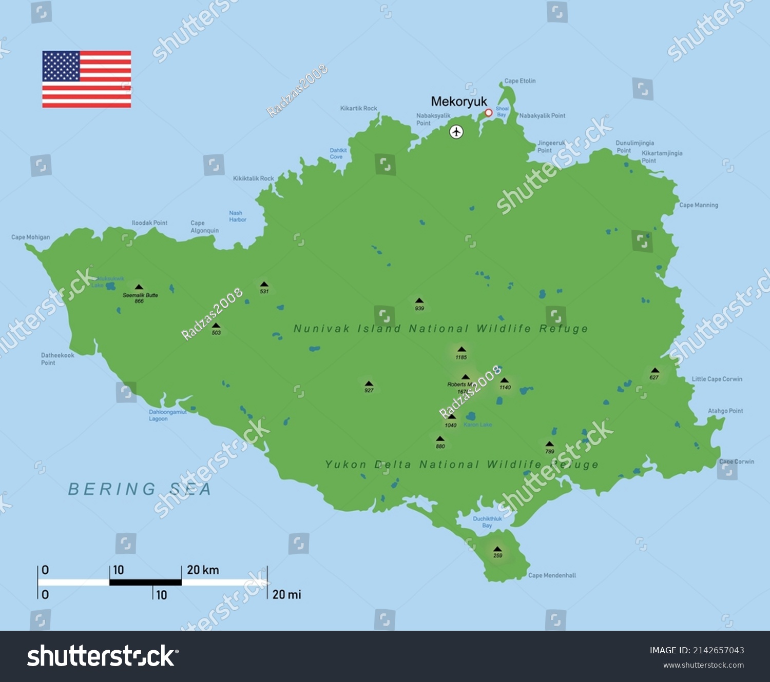 Vector illustration map of Nunivak Island - Royalty Free Stock Vector ...