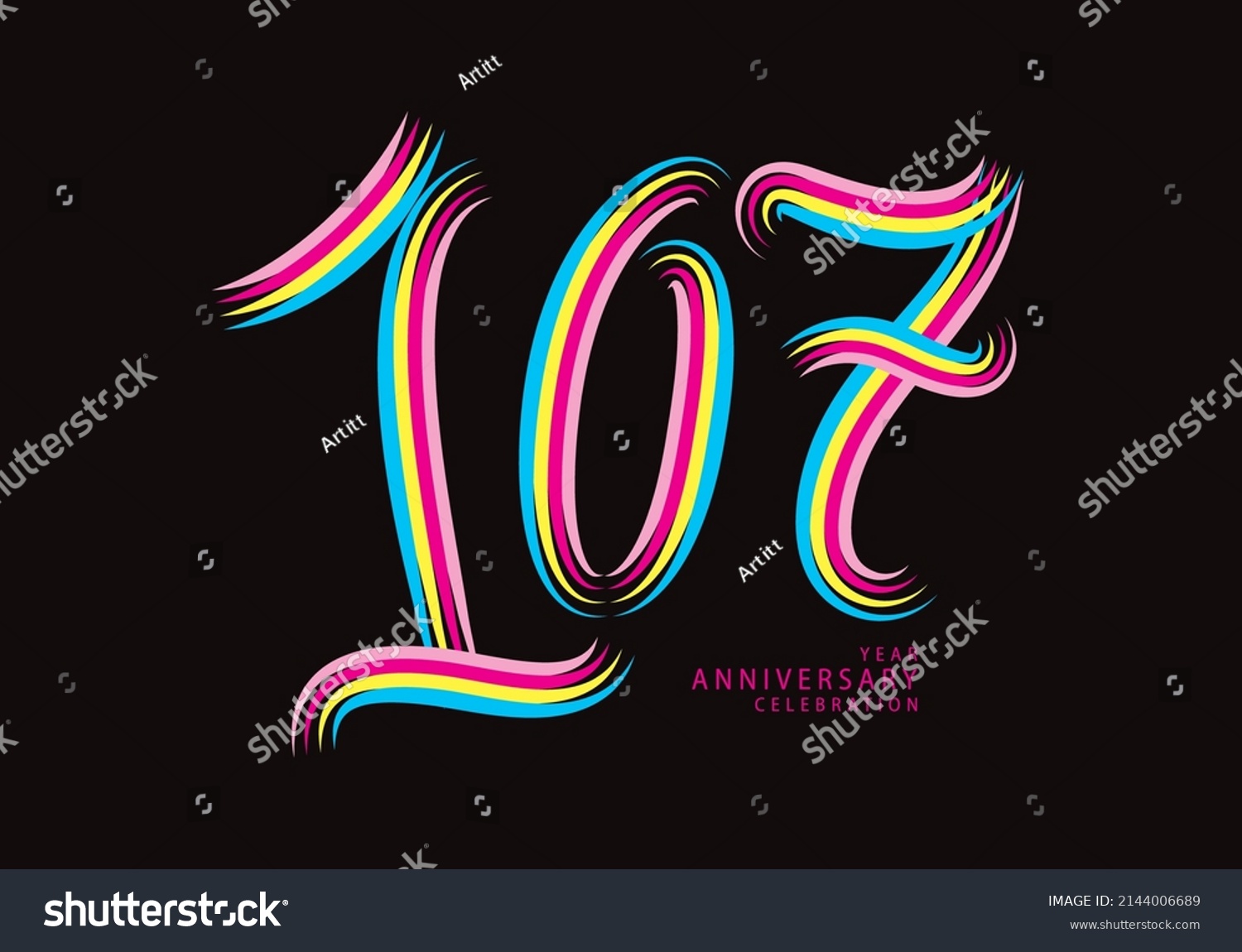 107 Years Anniversary Celebration Logotype - Royalty Free Stock Vector ...